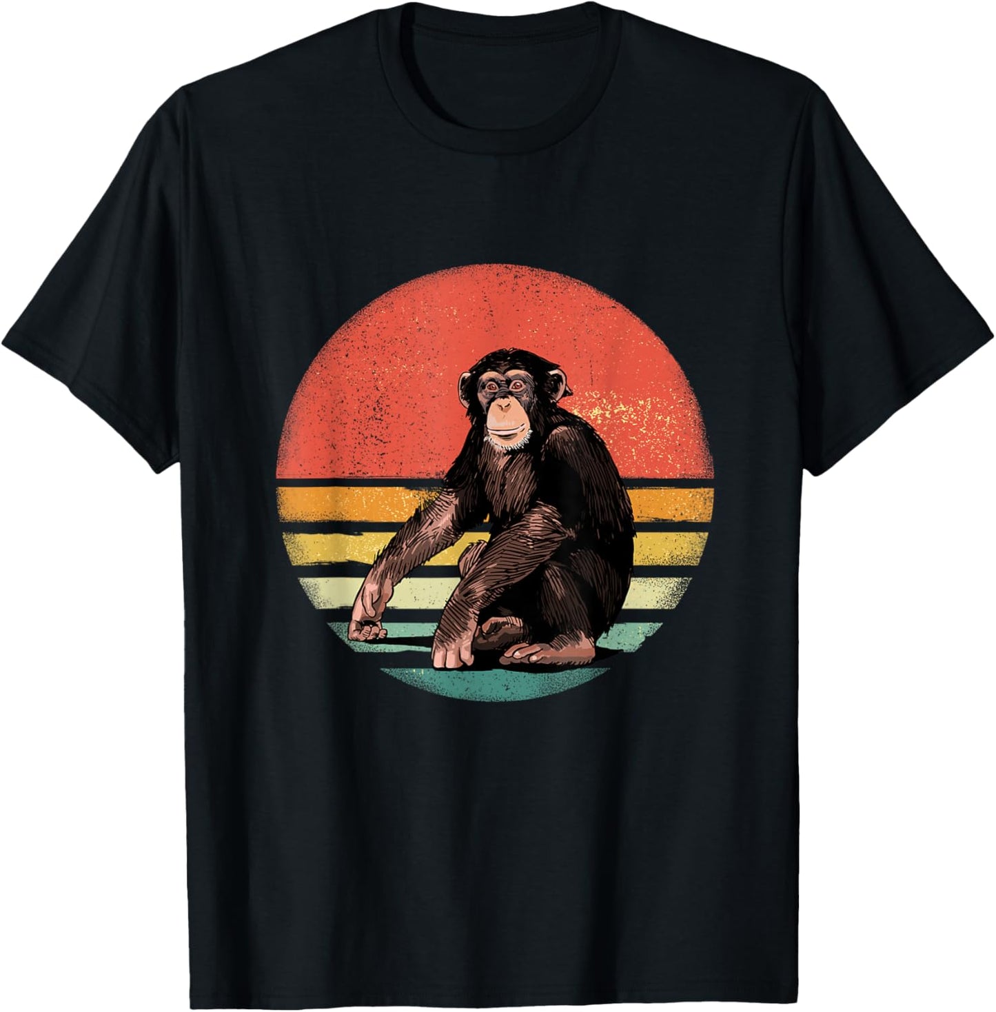 Chimpanzee Monkey Shirt Retro Vintage Chimp Wild Zoo Animal T-Shirt - T-Shirt | Black