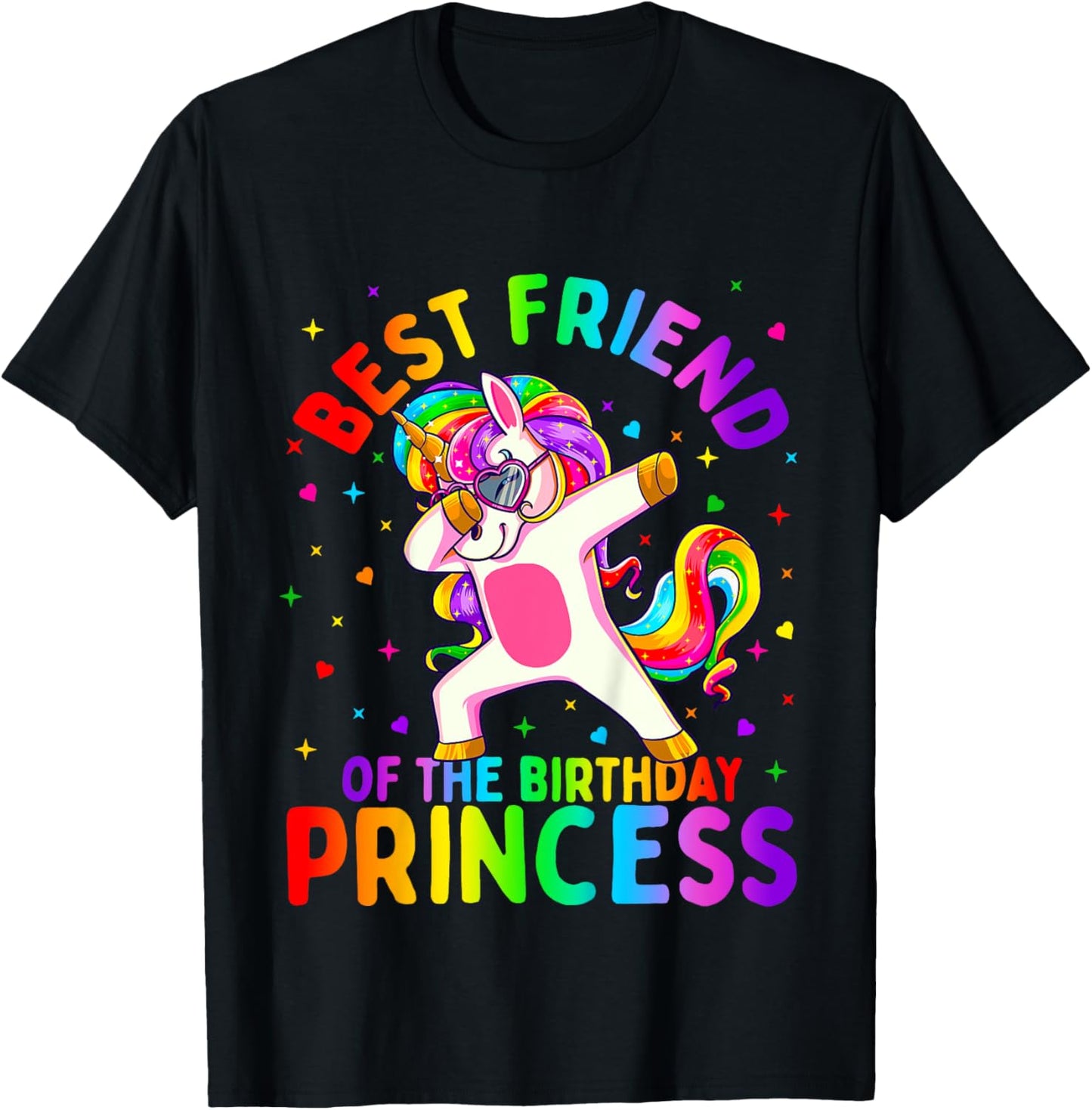 Best Friend of the Birthday Princess Girl Dabbing Unicorn T-Shirt - T-Shirt | Black