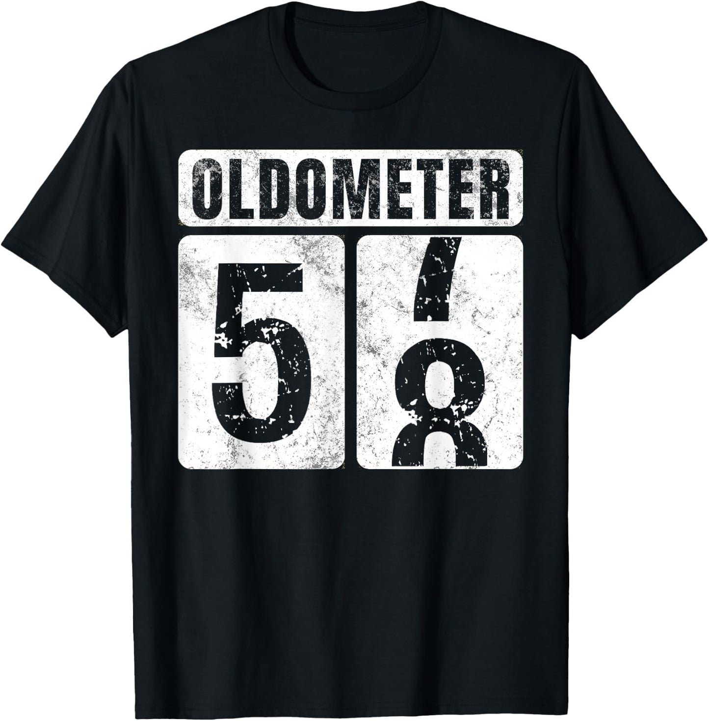 Oldometer 58 Shirt Vintage Funny 58th Birthday Gift T-Shirt - T-Shirt | Black