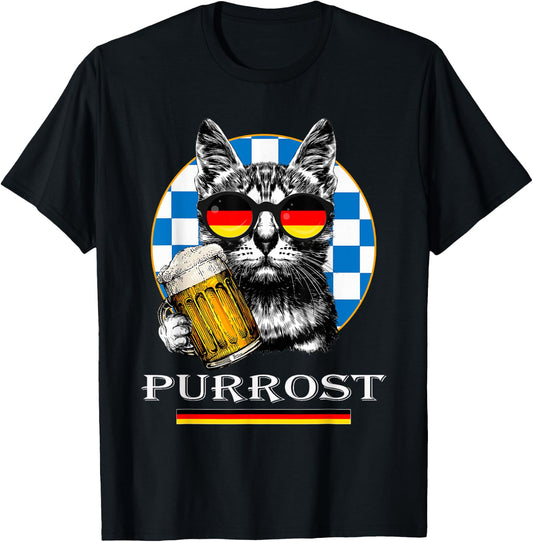 Cat Purrost Oktoberfest Vintage Drinking Kitty Kitten Beer T-Shirt - T-Shirt | Black