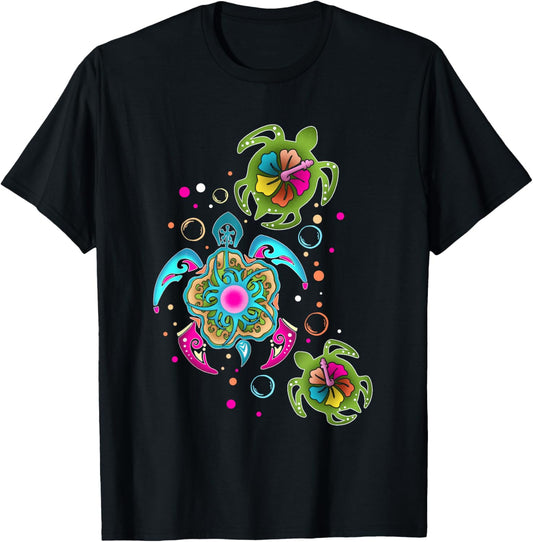 Ocean Wildlife Conservation Tropical Sea Turtles T-Shirt - T-Shirt | Black