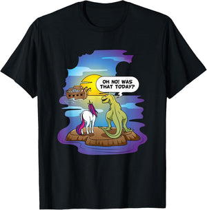 Christian Noah's Ark Bibble Pun Last Unicorn Dinosaur T-Shirt - T-Shirt | Black