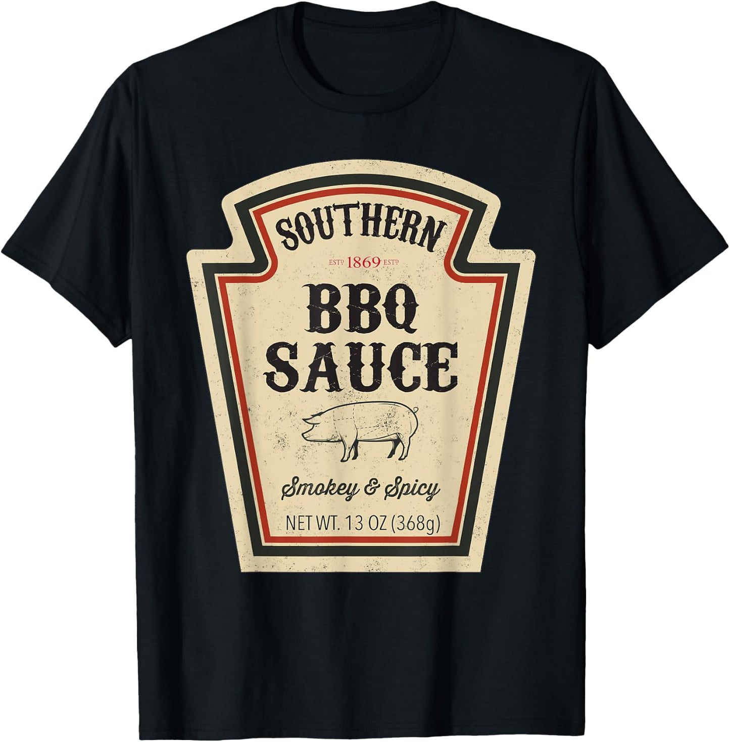 Halloween Matching Costume Southern BBQ Sauce Bottle Label T-Shirt - T-Shirt | Black