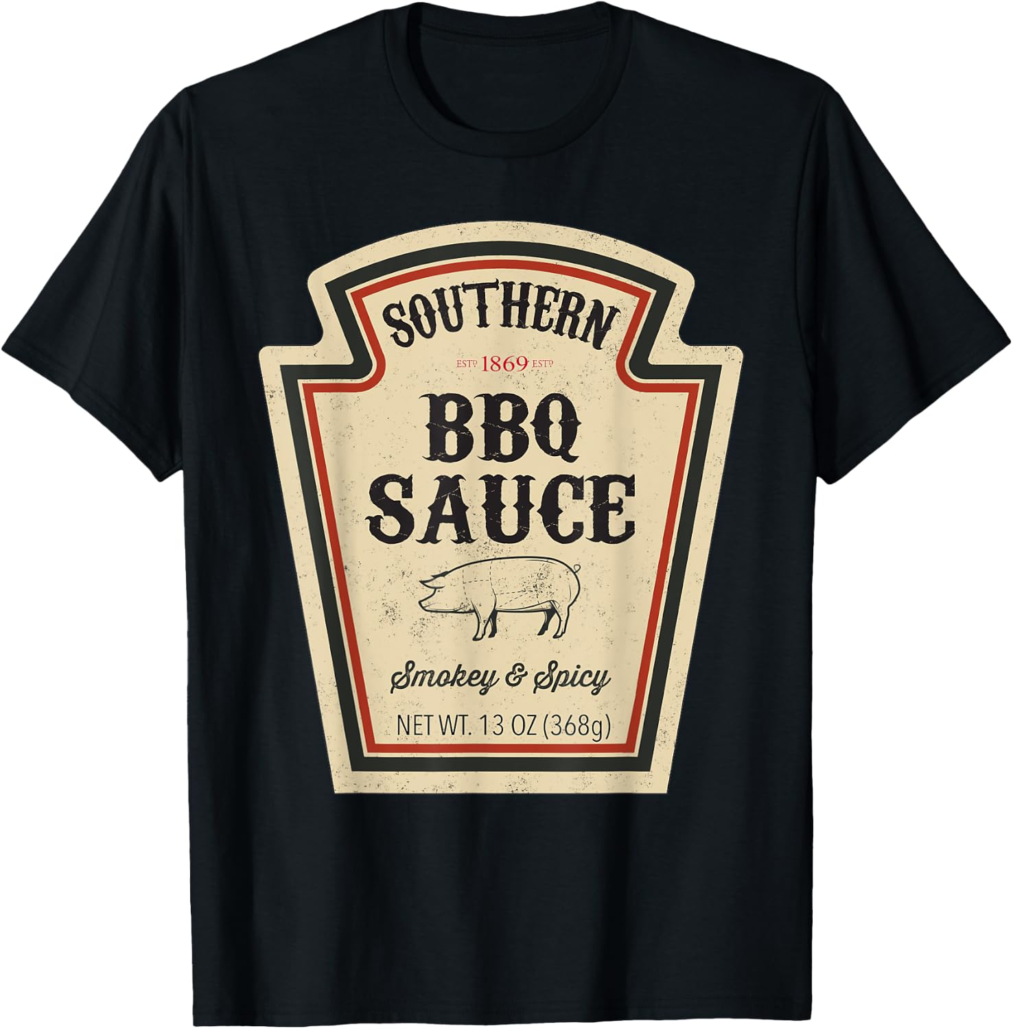 Halloween Matching Costume Southern BBQ Sauce Bottle Label T-Shirt - T-Shirt | Black