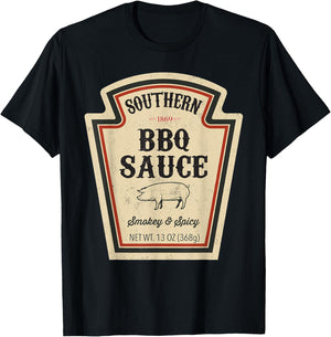 Halloween Matching Costume Southern BBQ Sauce Bottle Label T-Shirt - T-Shirt | Black