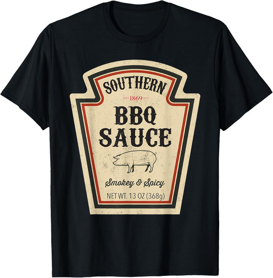 Halloween Matching Costume Southern BBQ Sauce Bottle Label T-Shirt - T-Shirt | Black