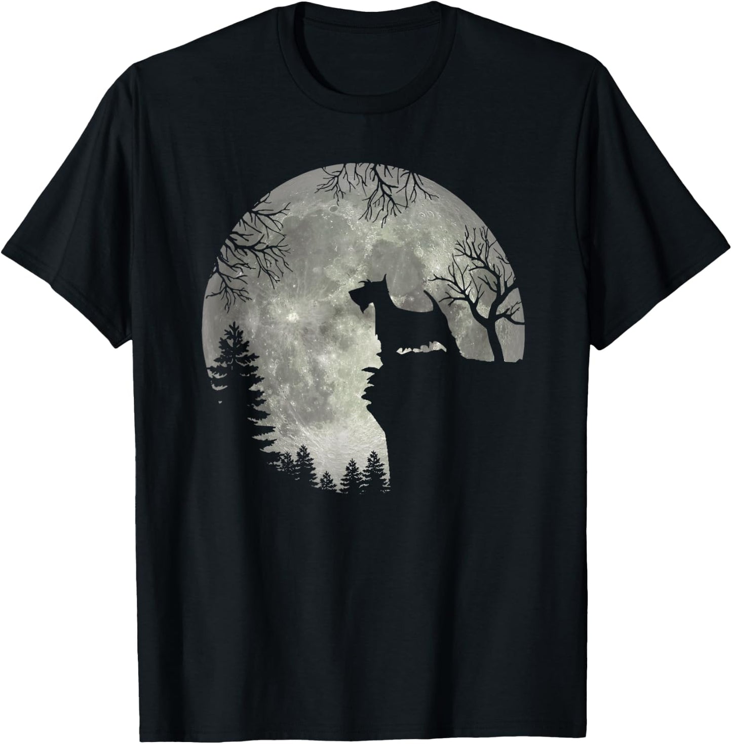 Scottish Terrier, Scottie And Moon Halloween T-Shirt - T-Shirt | Black