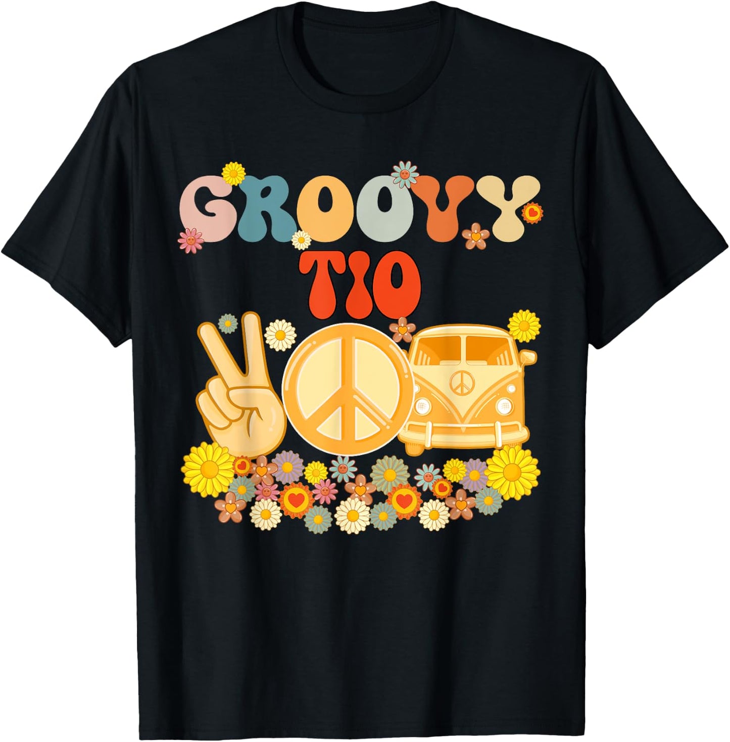 Groovy Tio Retro Matching Family Baby Shower Father's Day T-Shirt - T-Shirt | Black