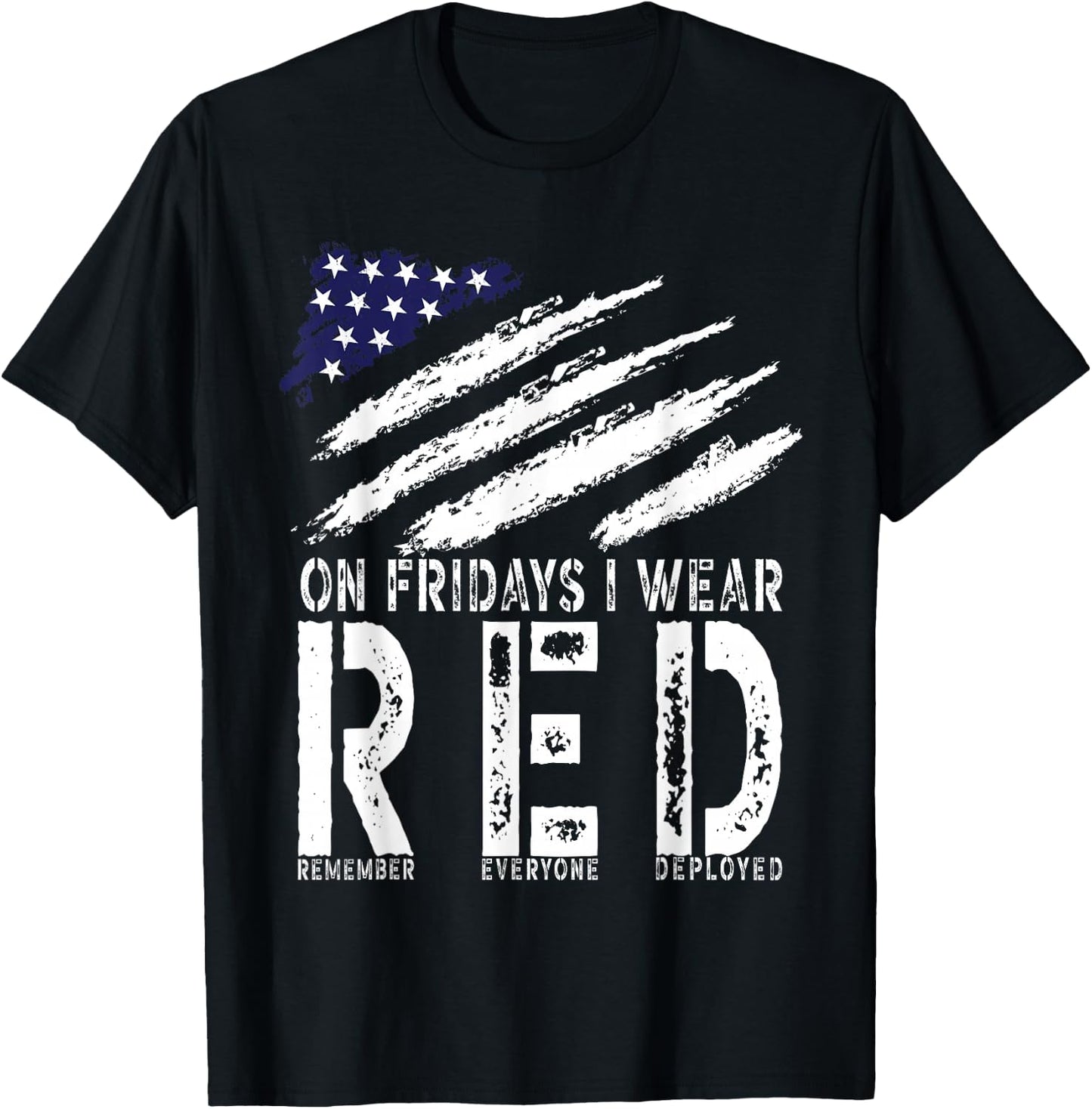 On Fridays I Wear Red USA Support American Troops T-Shirt - T-Shirt | Black