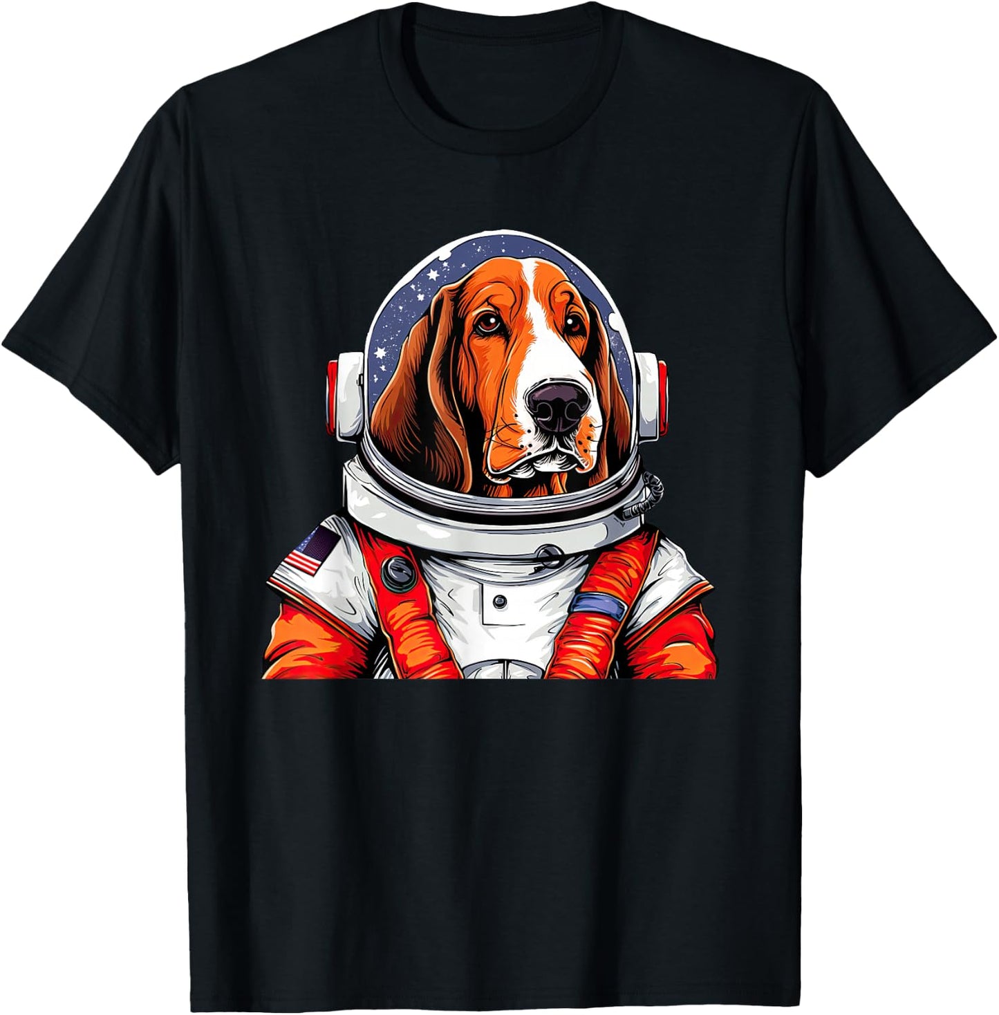 Basset Hound Astronaut Funny Dog Space Suit T-Shirt - T-Shirt | Black