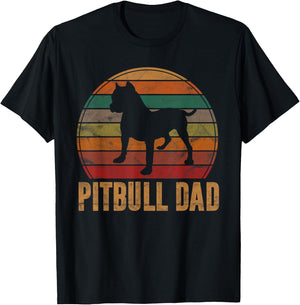 Retro Pitbull Dad Gift Dog Lover Pet Daddy Pit bull Father Men Women Girls Kids T-Shirt - T-Shirt | Black