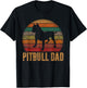 Retro Pitbull Dad Gift Dog Lover Pet Daddy Pit bull Father Men Women Girls Kids T-Shirt - T-Shirt | Black