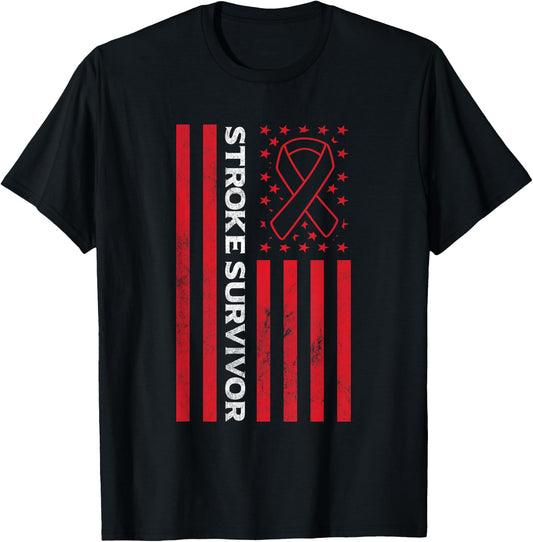 Flag Stroke Awareness Stroke Survivor T-Shirt - T-Shirt | Black