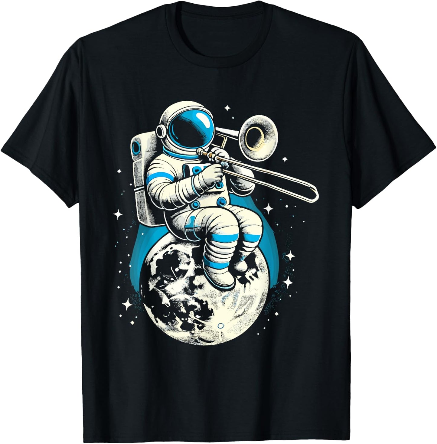 Astronaut Playing Trombone T-Shirt - T-Shirt | Black