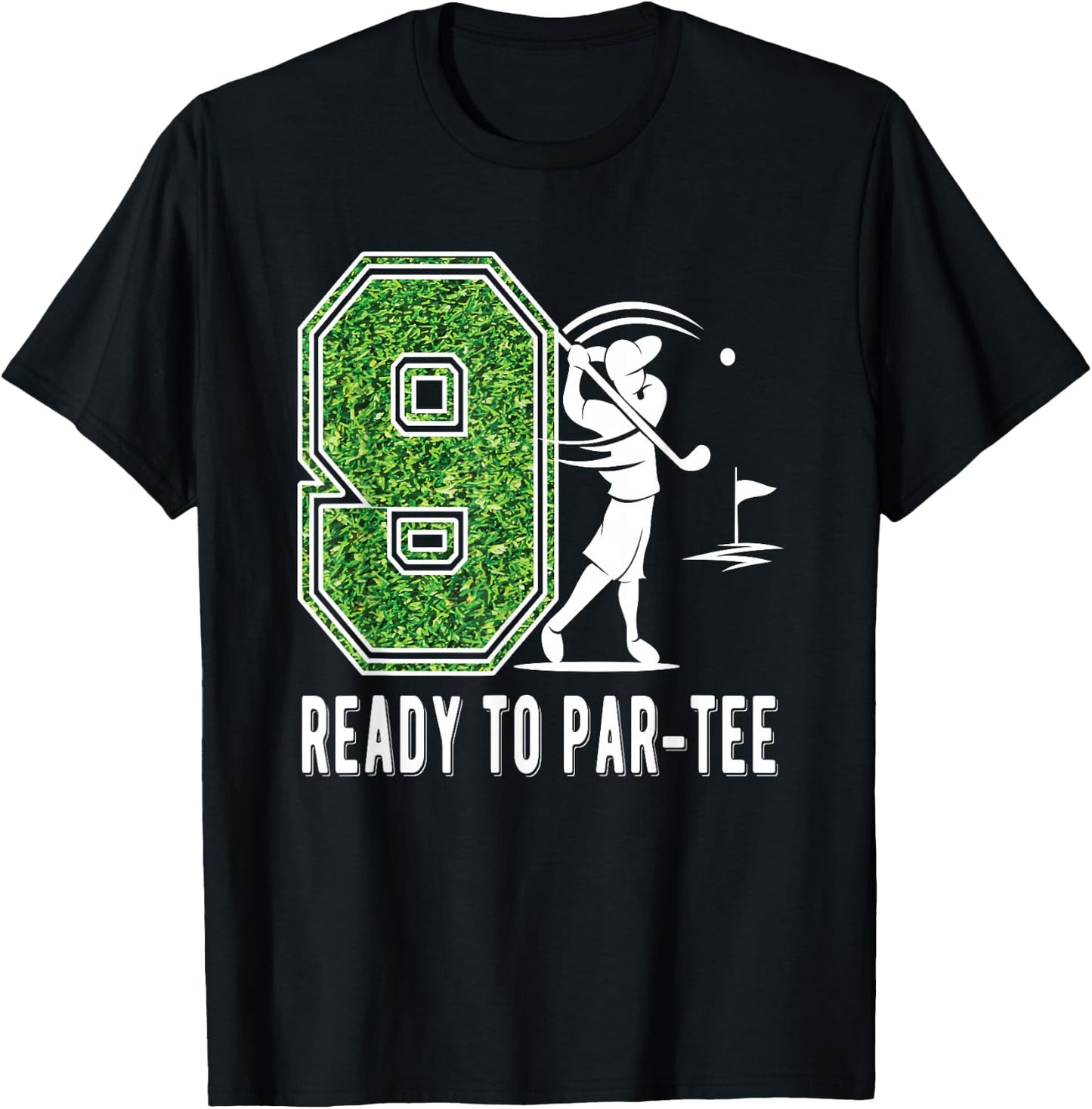 9th Birthday Golfer Boy Nine Year Old Golf Player T-Shirt - T-Shirt | Black
