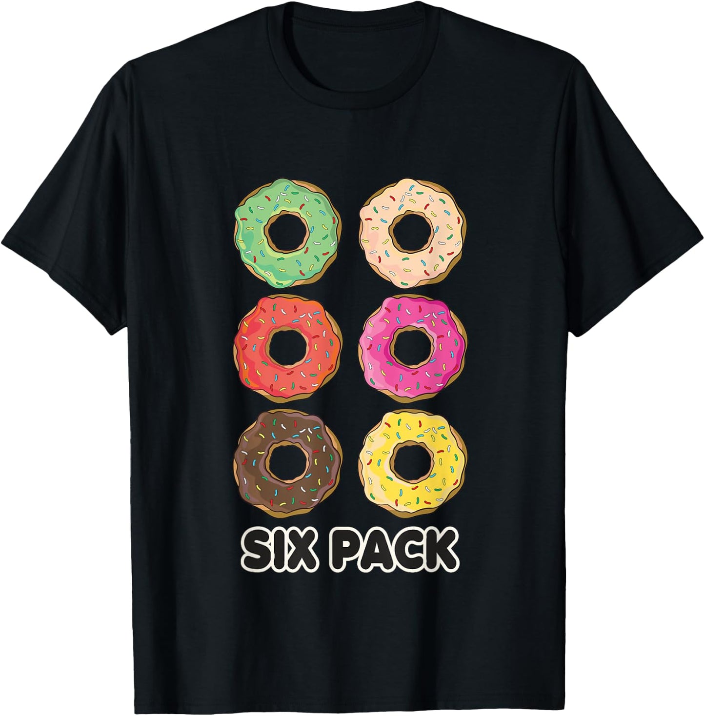 Funny Donut Six Pack Workout T-Shirt - T-Shirt | Black