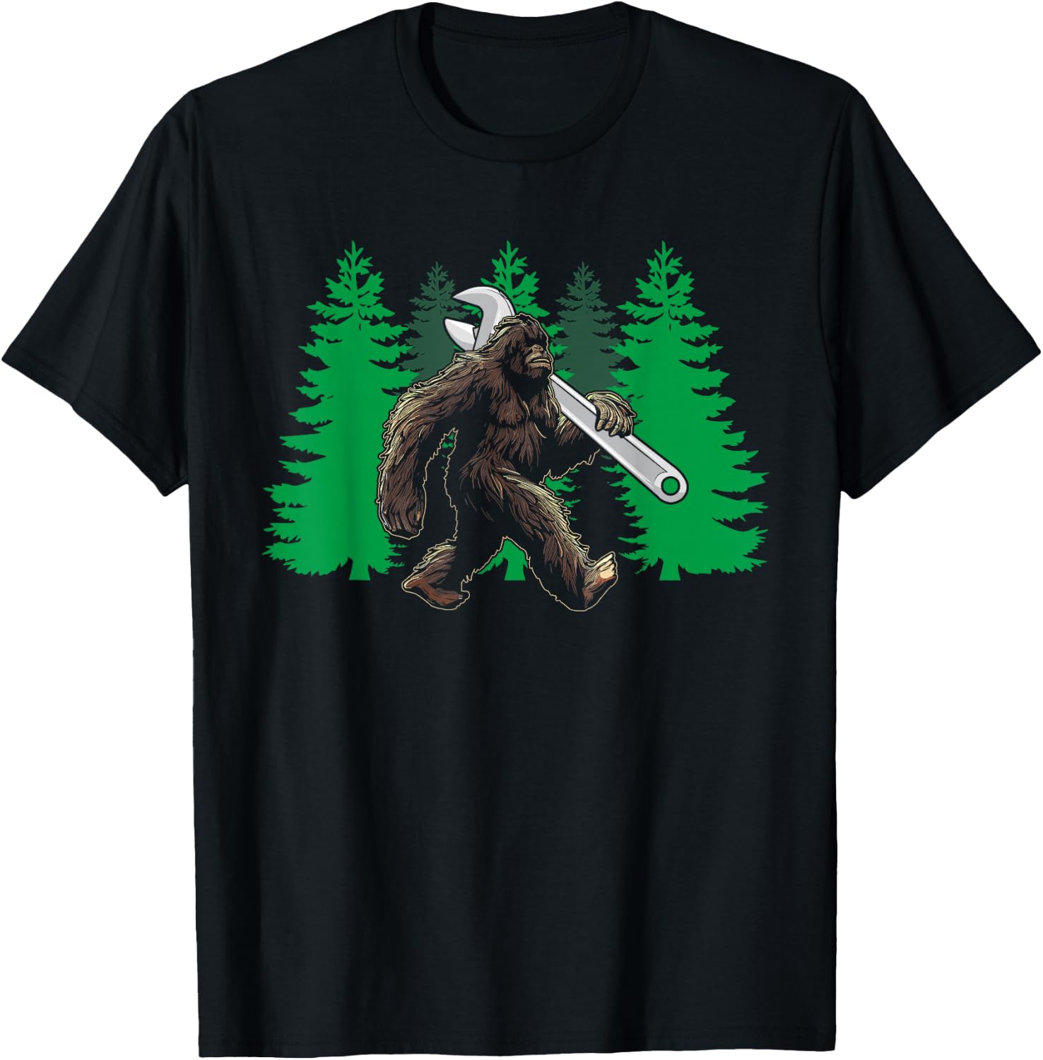 Bigfoot mechanic funny sasquatch wrench mechanic T-Shirt - T-Shirt | Black
