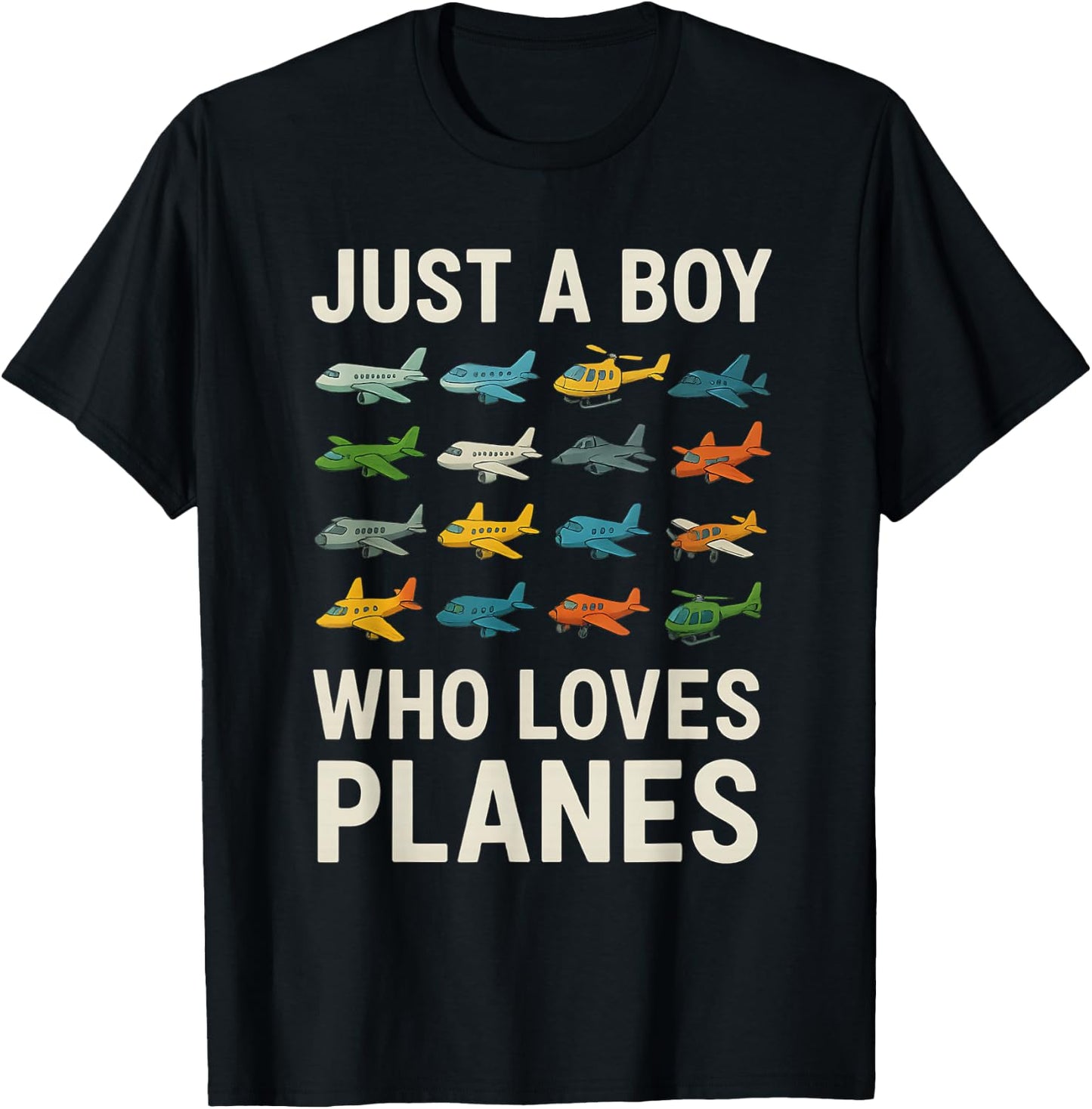 Just a Boy Who Loves Planes Aviation Design T-Shirt - T-Shirt | Black