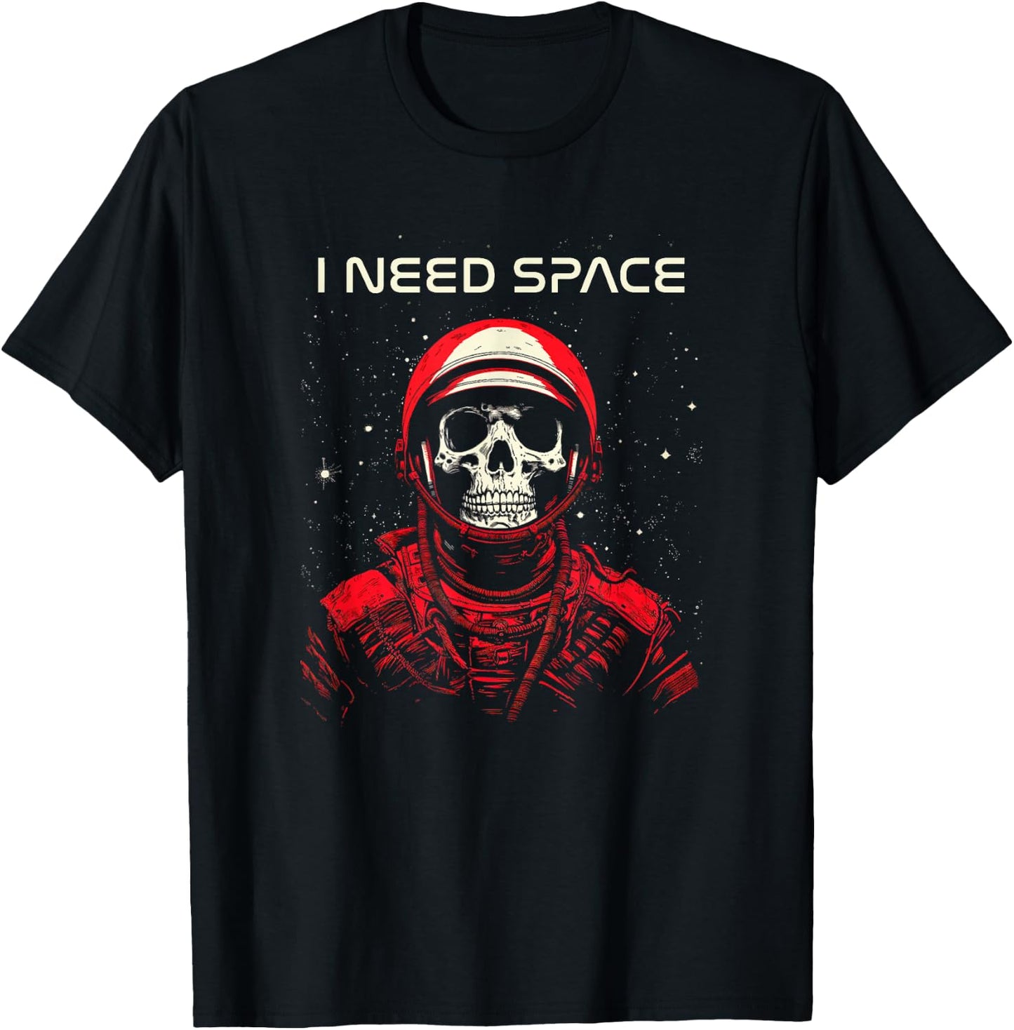 I Need Space Skeleton Skull Astronaut T-Shirt - T-Shirt | Black