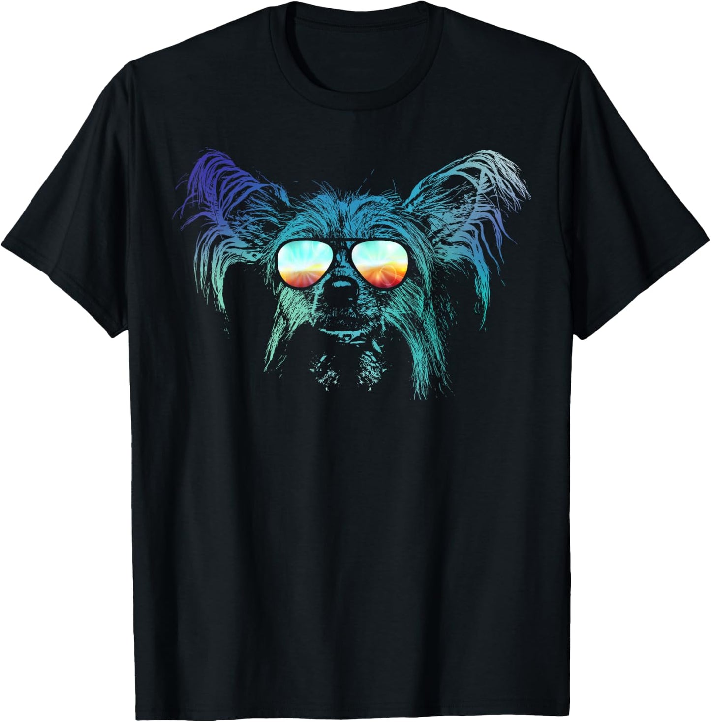 Neon Dog Chinese Crested Women Girls Kids T-Shirt - T-Shirt | Black