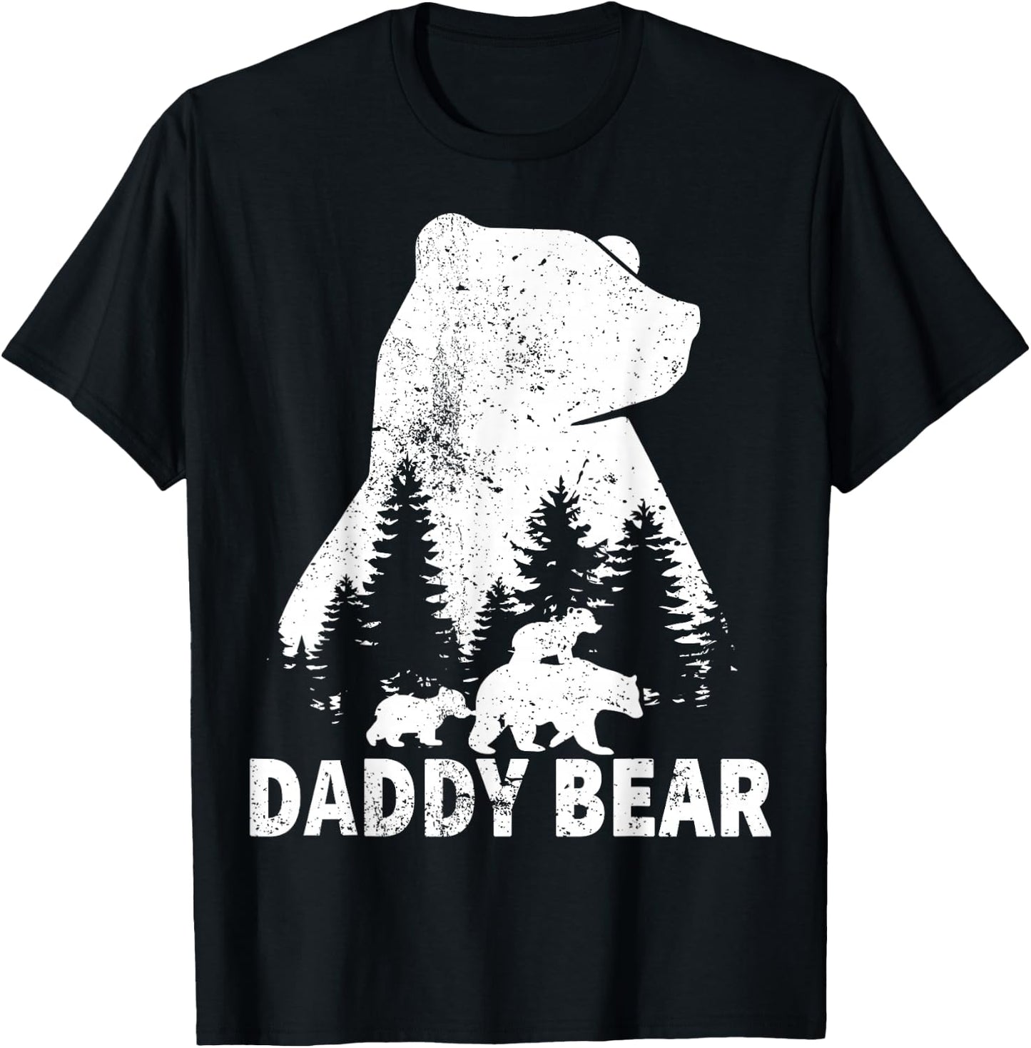 Daddy Bear 2 Cubs Father Day Funny Daddy Bear Twin Dad 2 Kid T-Shirt - T-Shirt | Black