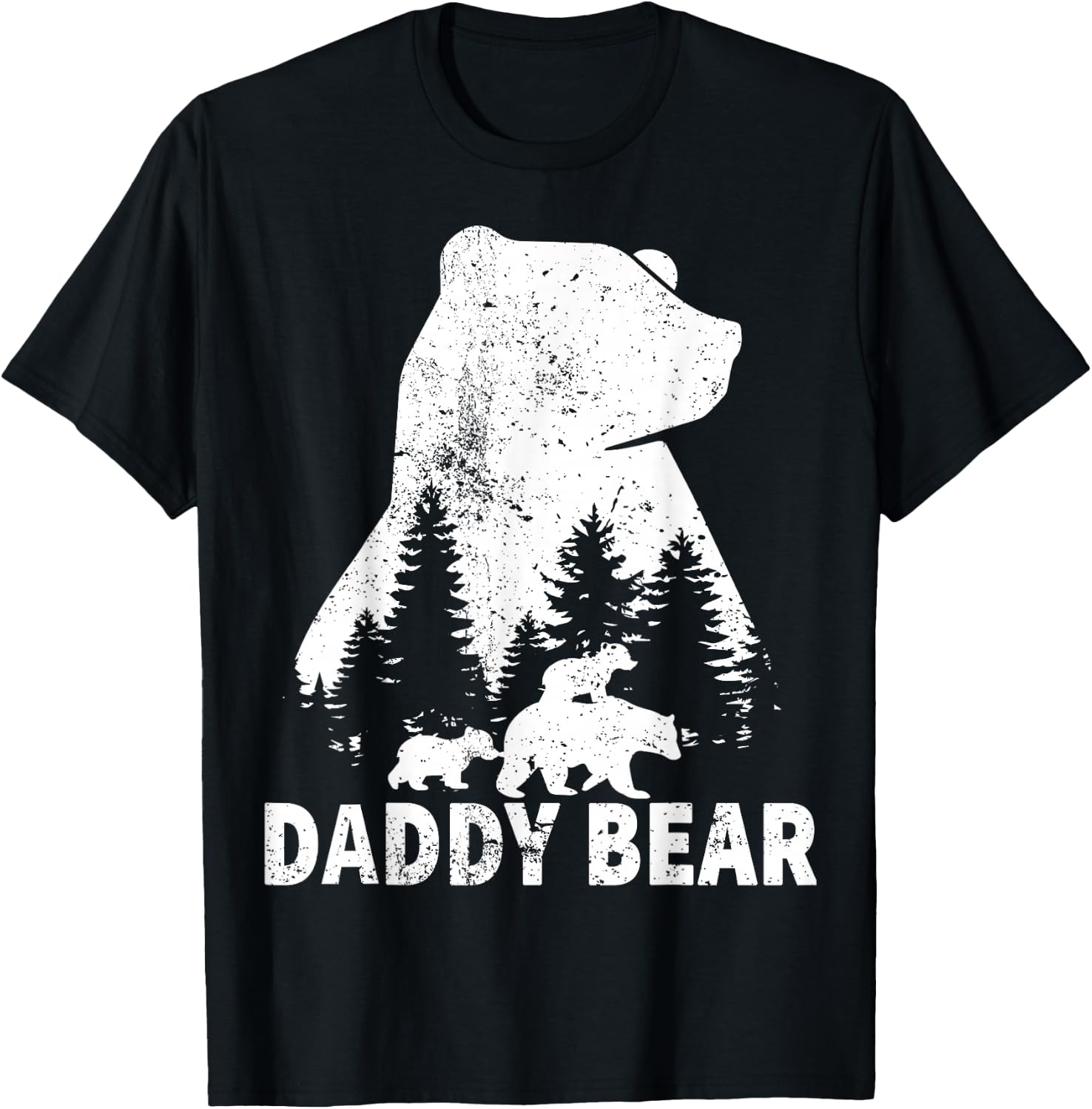 Daddy Bear 2 Cubs Father Day Funny Daddy Bear Twin Dad 2 Kid T-Shirt - T-Shirt | Black