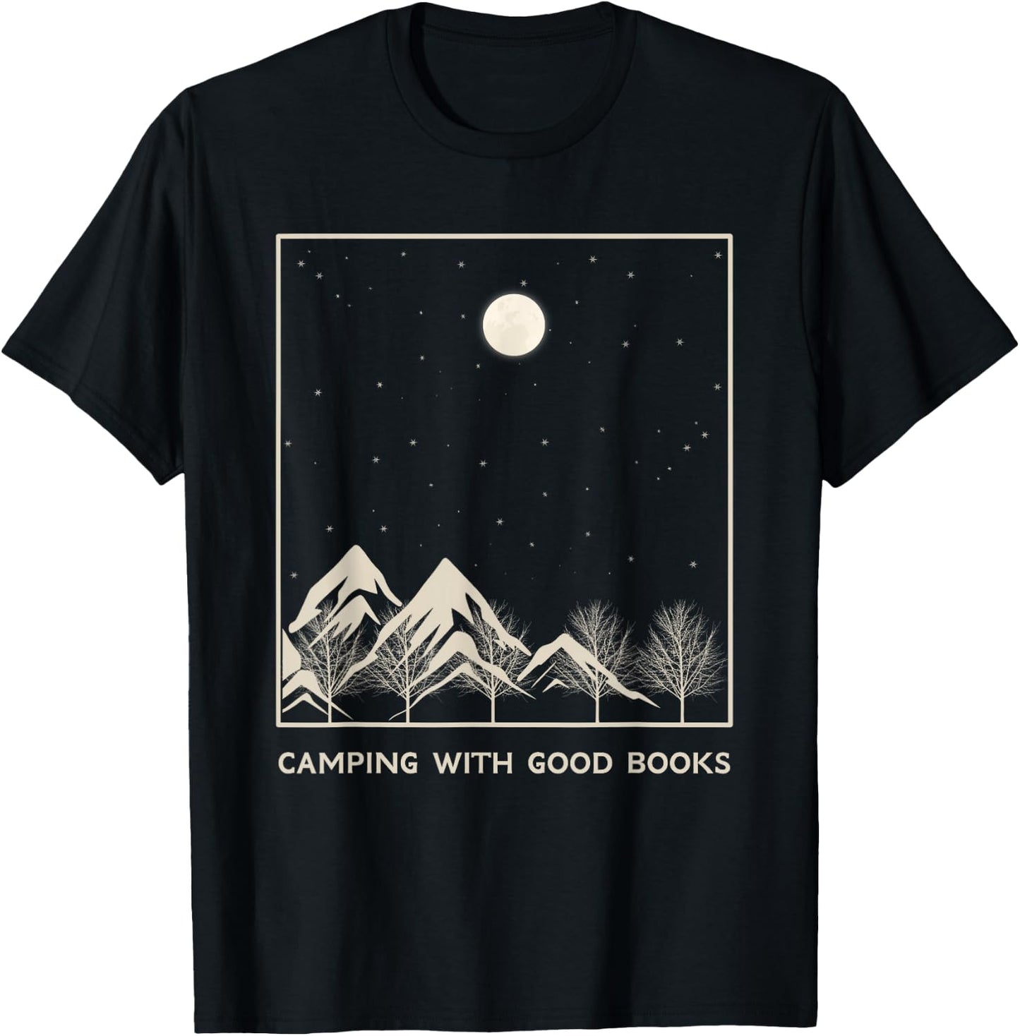 Camping Book Lover Reader Camper Bookworm Librarian Read T-Shirt - T-Shirt | Black