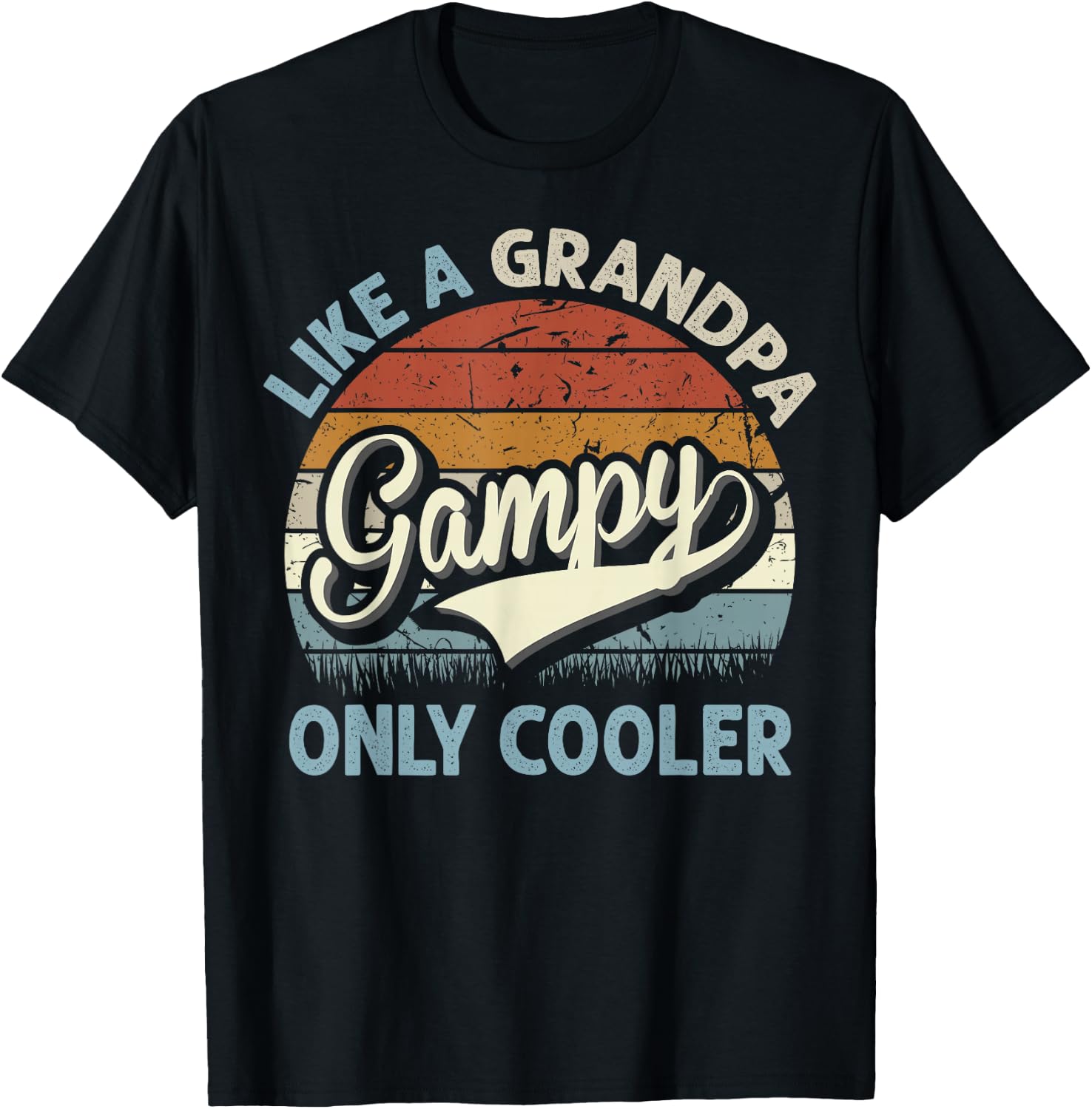Gampy Like A Grandpa Only Cooler Fathers Day Retro T-Shirt - T-Shirt | Black