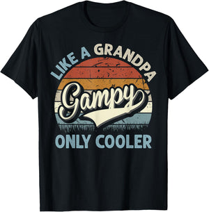 Gampy Like A Grandpa Only Cooler Fathers Day Retro T-Shirt - T-Shirt | Black