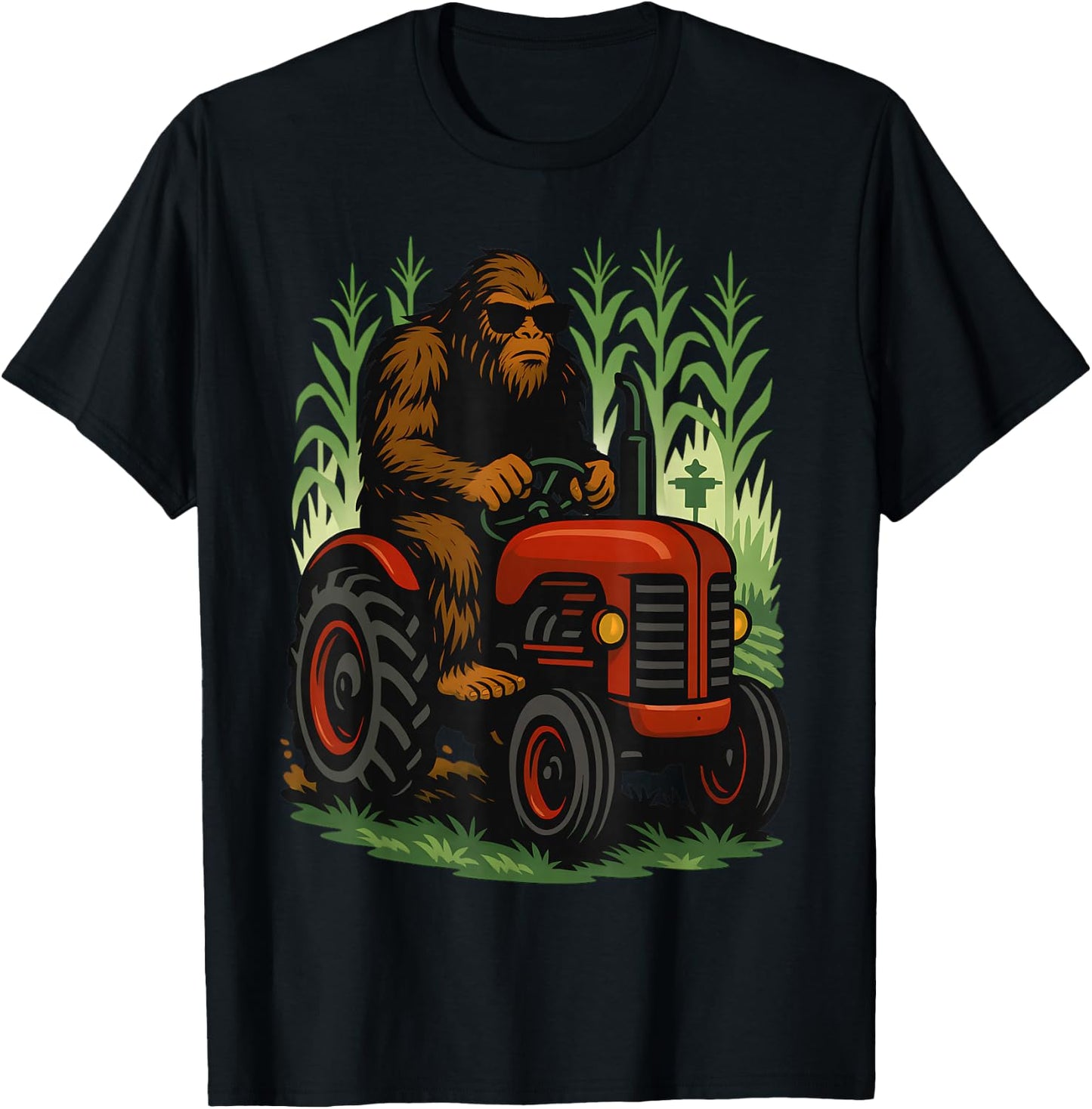 Funny Bigfoot Farmer Tractor Farming Farm Men Boys T-Shirt - T-Shirt | Black