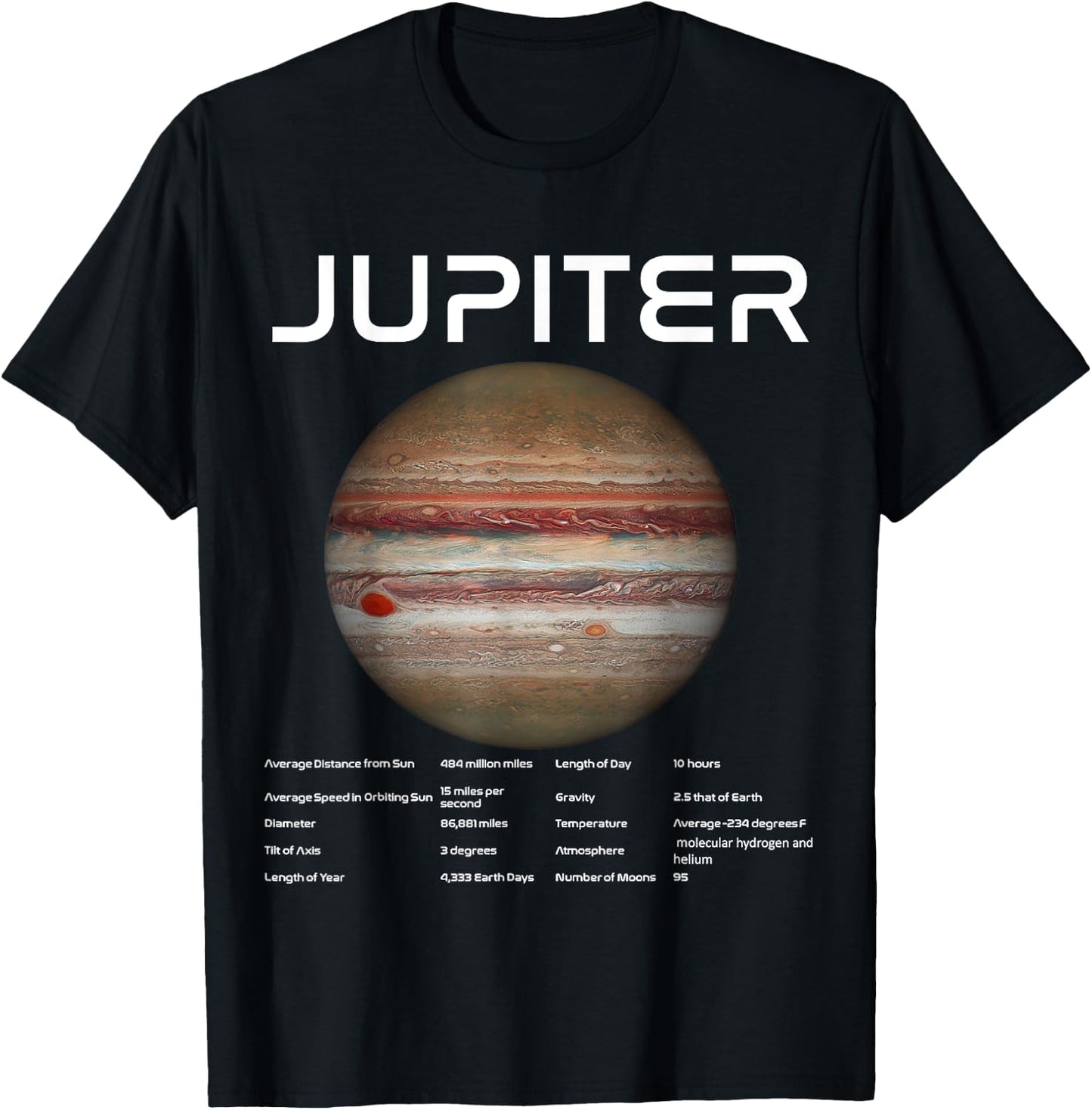 Nerdy Jupiter Astronomy Science Planets Solar System Facts W T-Shirt - T-Shirt | Black