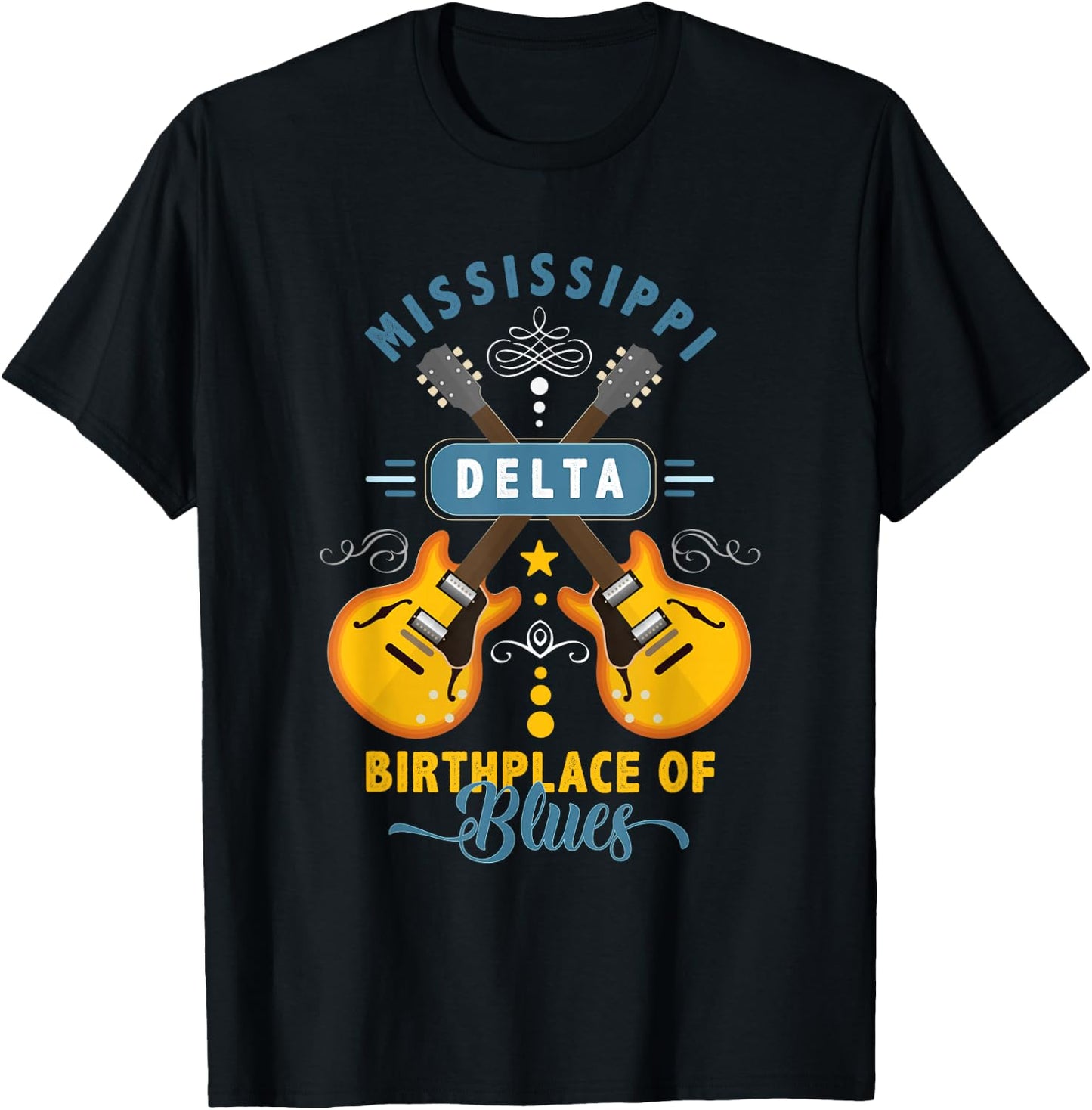 Blues Guitarist or Rock Music or Mississippi Delta Blues T-Shirt - T-Shirt | Black