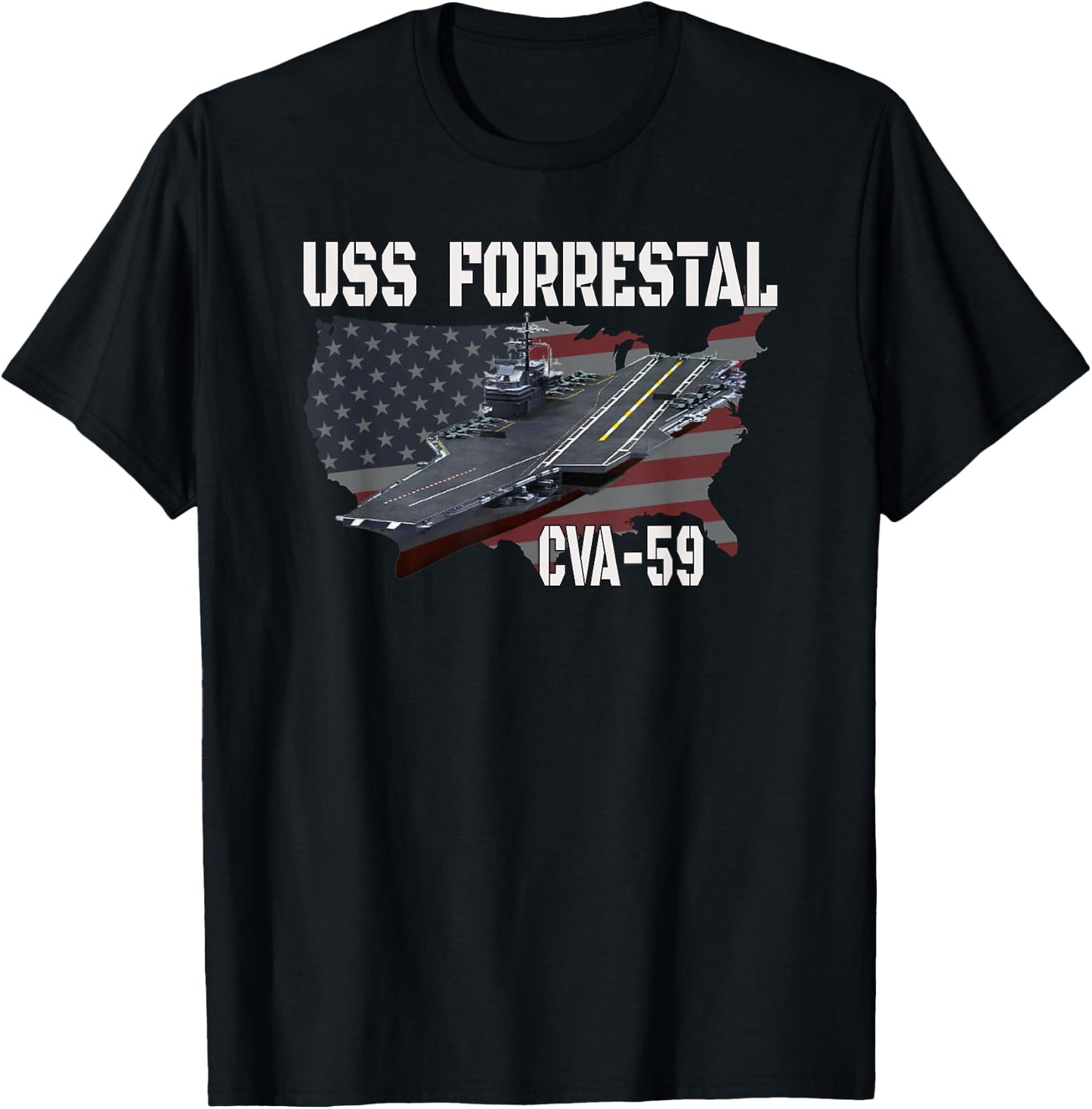 Veteran Aircraft Carrier Ideas for Father Son Boy USS Forrestal CVA-59 Aircraft Carrier Veterans Day T-Shirt - T-Shirt | Black
