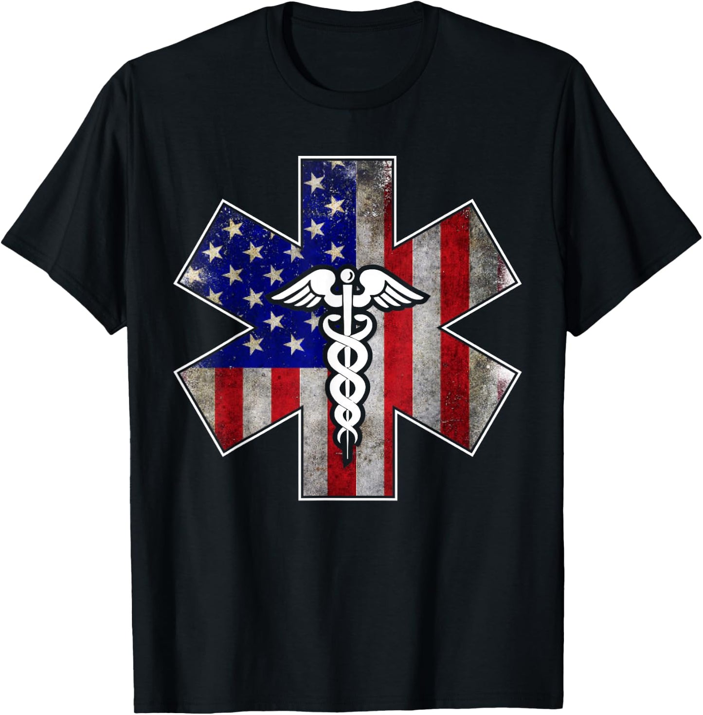 4th of July Paramedic EMS EMT USA American Flag T-Shirt - T-Shirt | Black