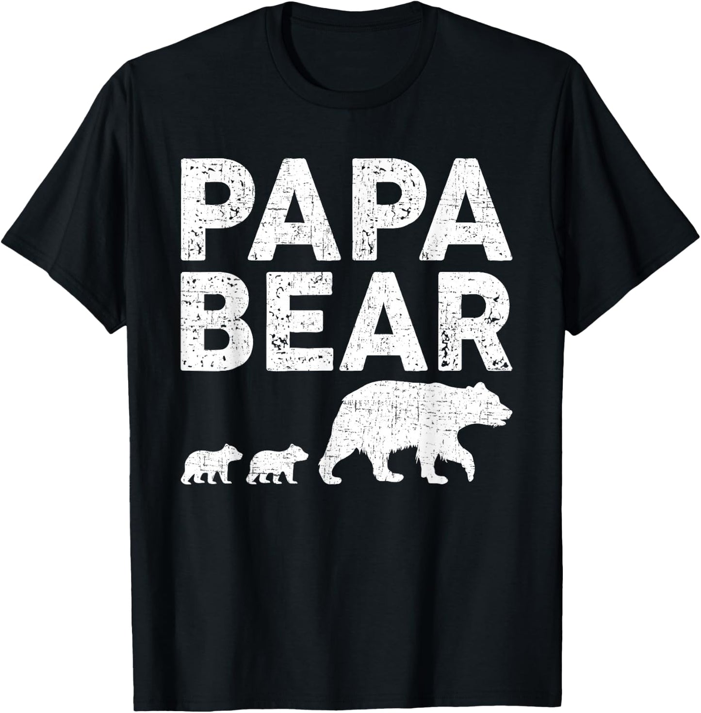 Papa Bear Two Cubs Daddy Bear Twin Papa 2 Kids T-Shirt - T-Shirt | Black