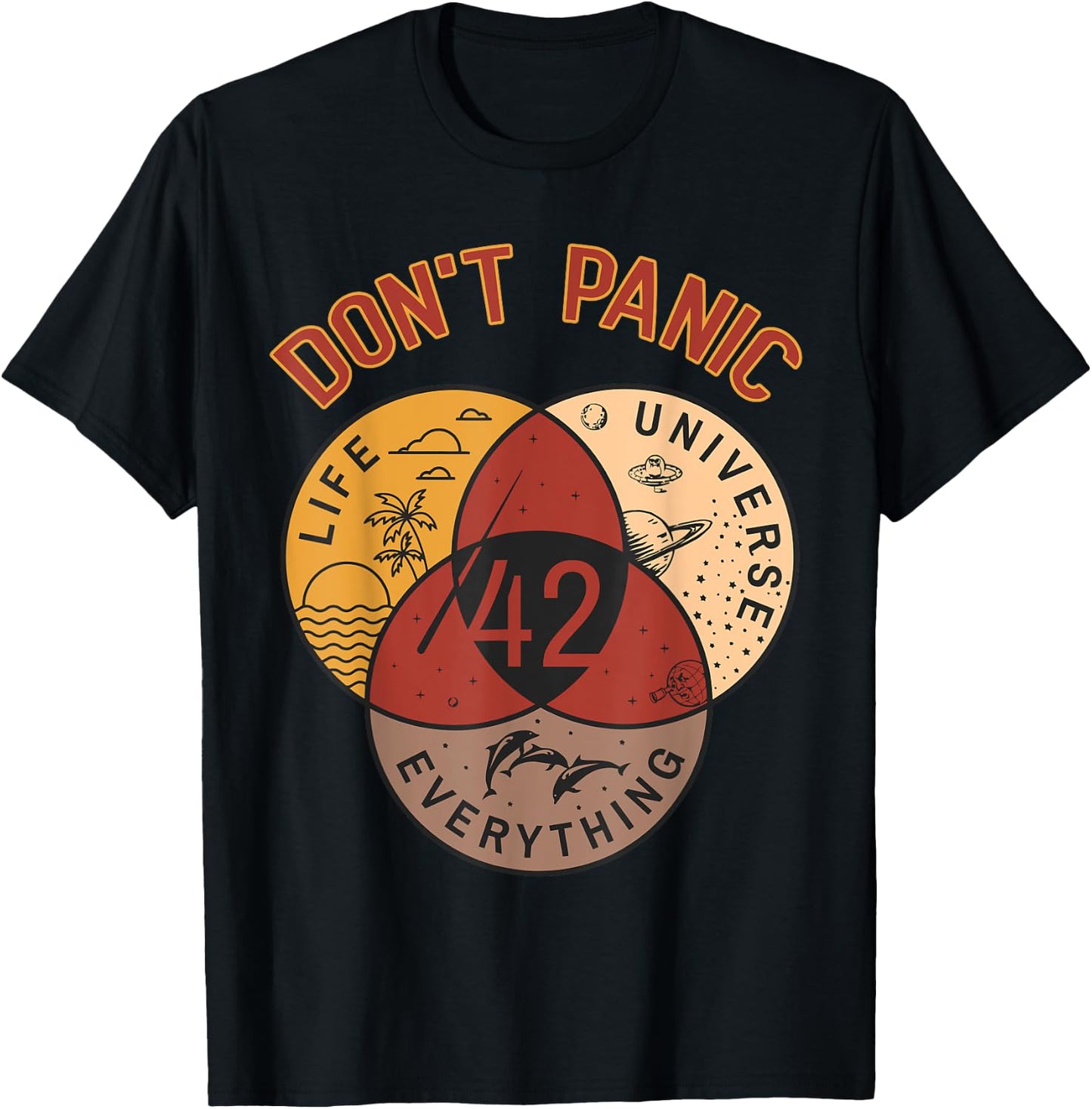 42 Answer to Life The Universe And Everything Don't Panic T-Shirt - T-Shirt | Black