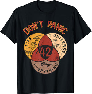 42 Answer to Life The Universe And Everything Don't Panic T-Shirt - T-Shirt | Black