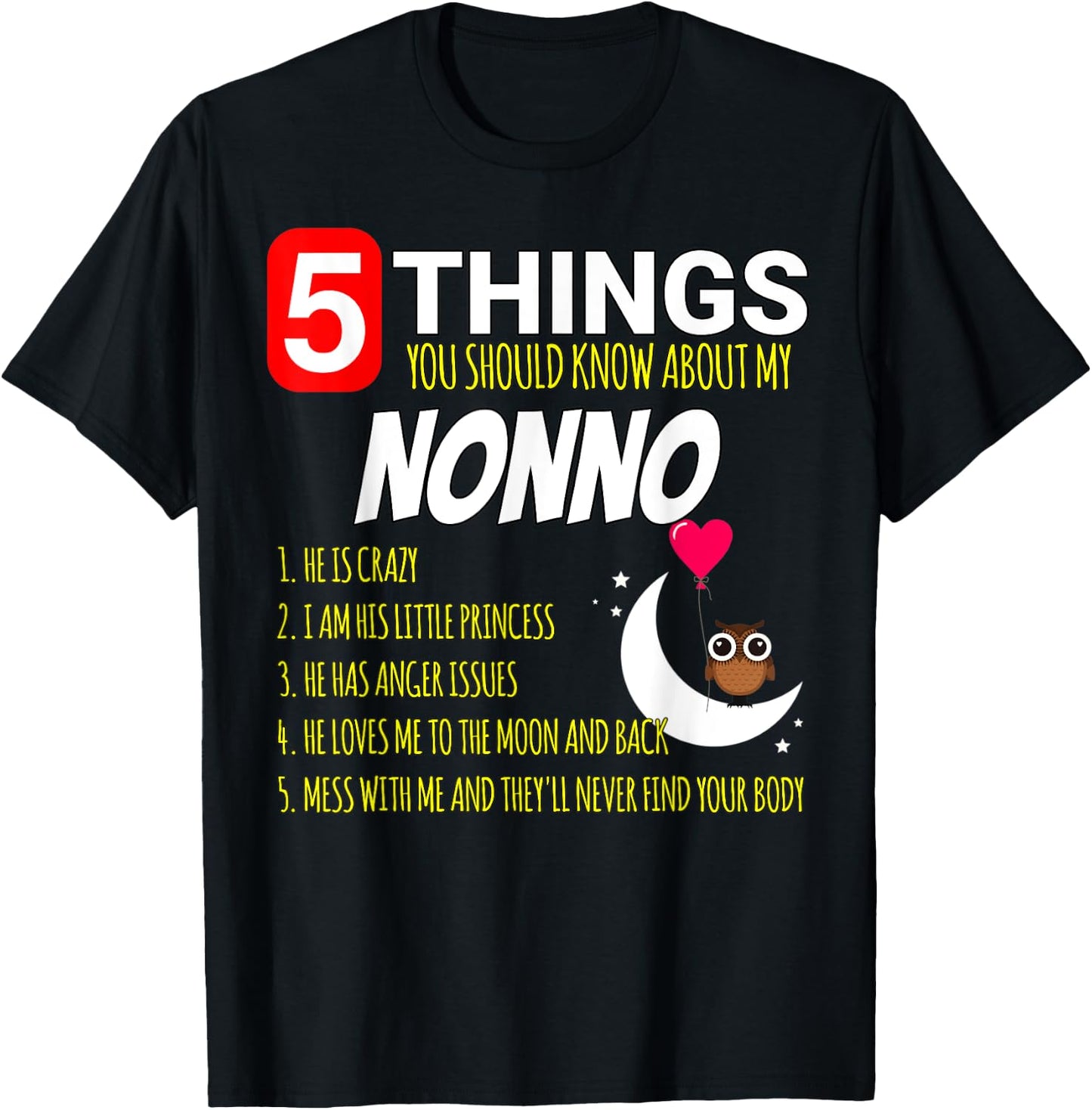 Nonno Proud funny 5 Things you should know about my Grandpa T-Shirt - T-Shirt | Black