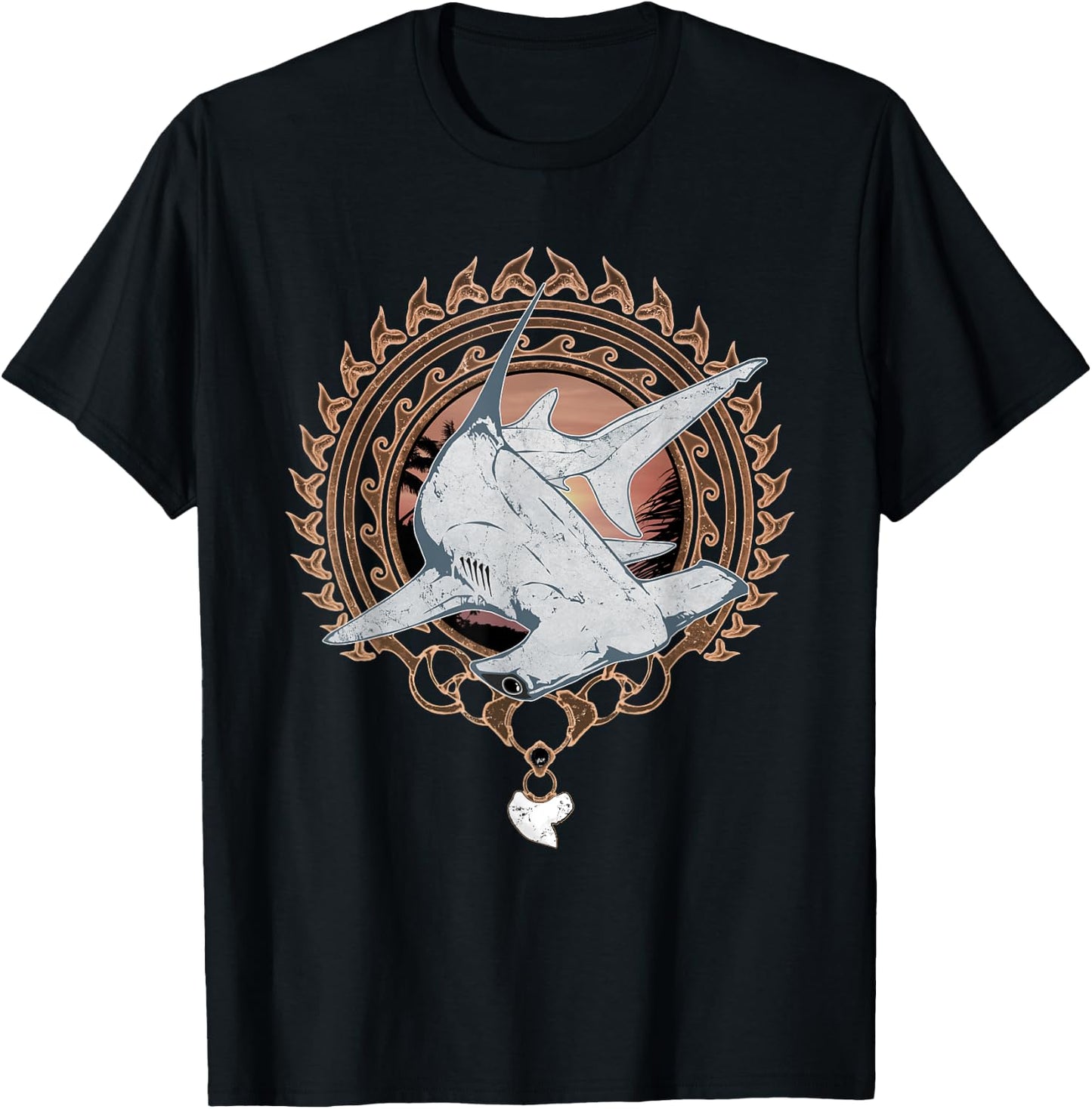 Hammerhead Shark Polynesian Tribal T-Shirt - T-Shirt | Black