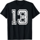 Number #13 Sport Distressed Number T-Shirt - T-Shirt | Black