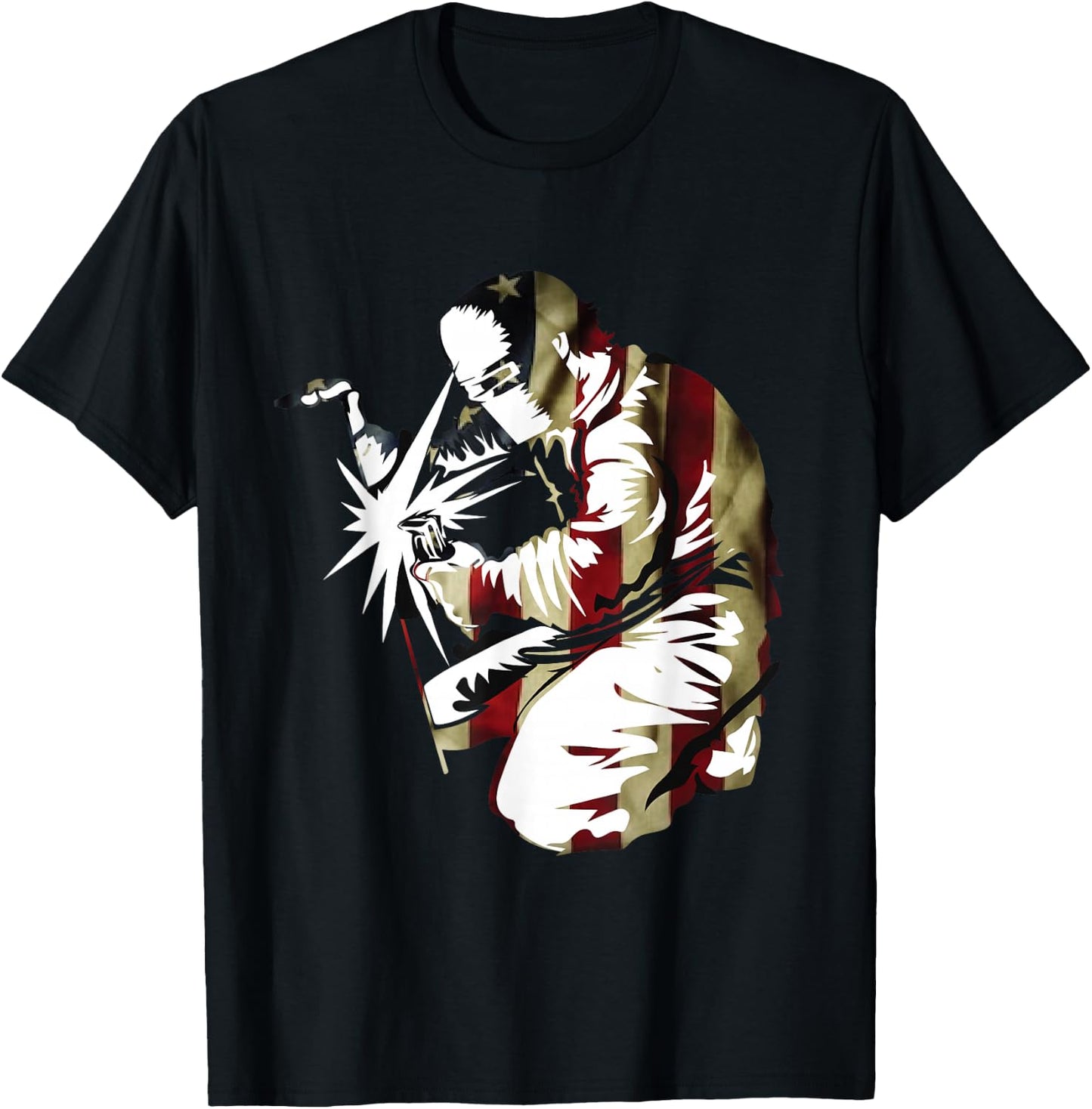 Patriotic American Welder with US Men Welding T-Shirt - T-Shirt | Black