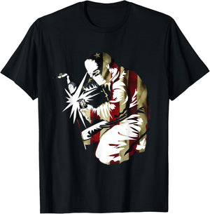 Patriotic American Welder with US Men Welding T-Shirt - T-Shirt | Black