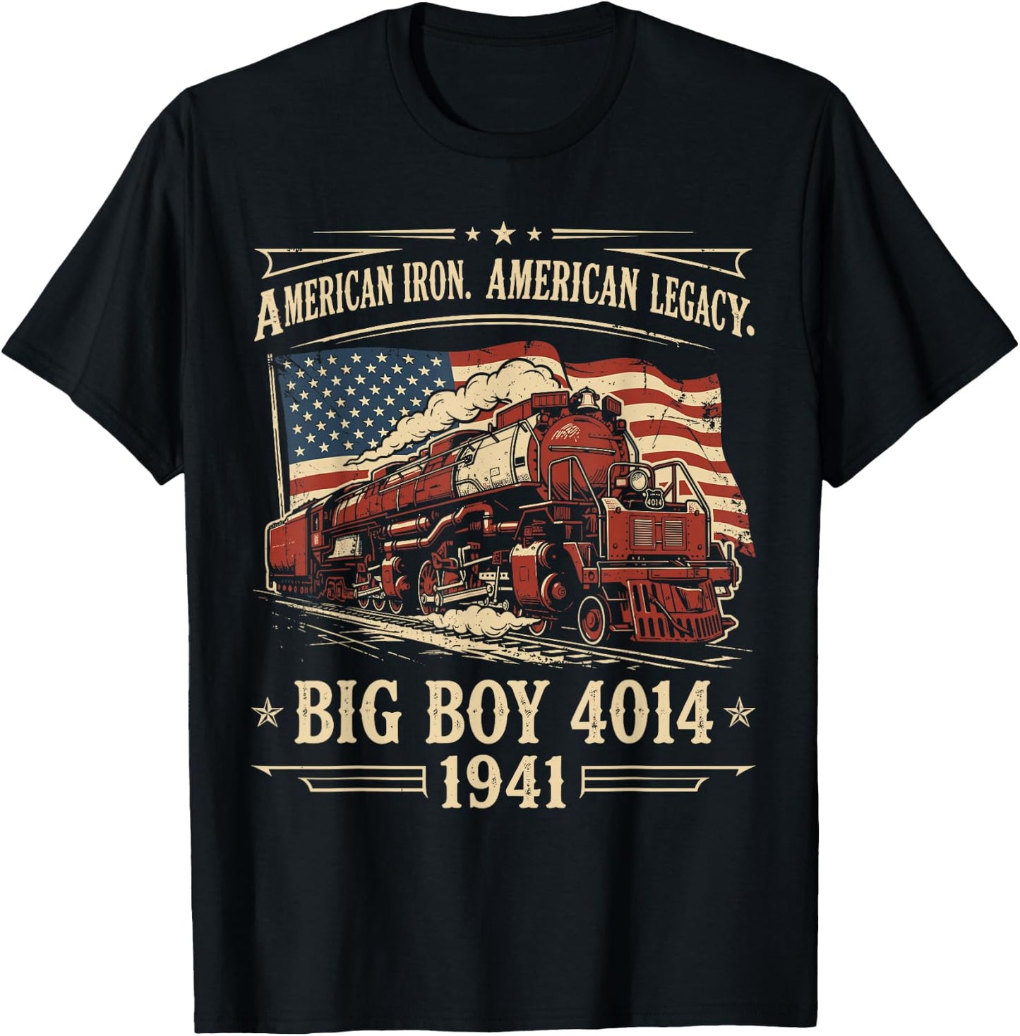 Big Boy Train 4014 Shirt , American Iron Locomotive T-Shirt - T-Shirt | Black