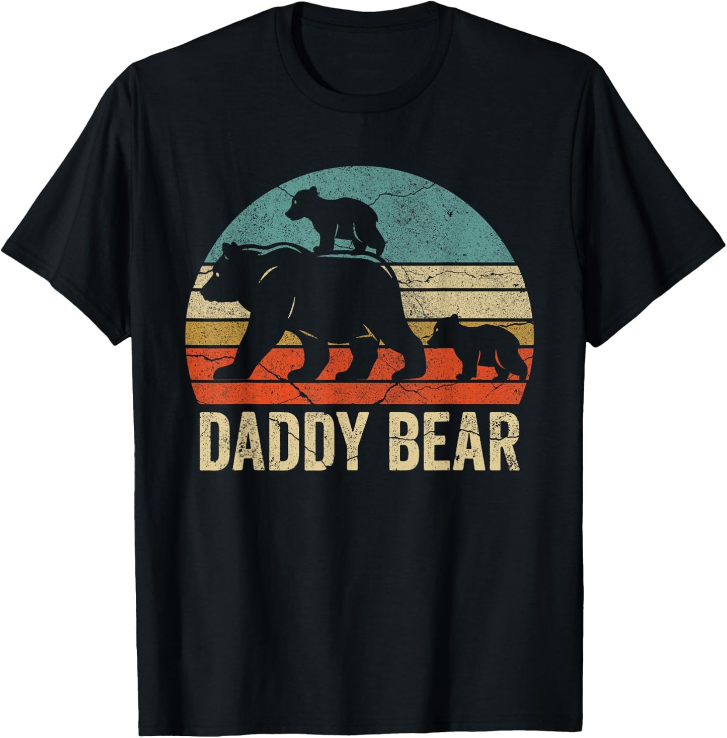Daddy Bear 2 Cubs Shirt Daddy Bear Twins Dad 2 Kids T-Shirt - T-Shirt | Black