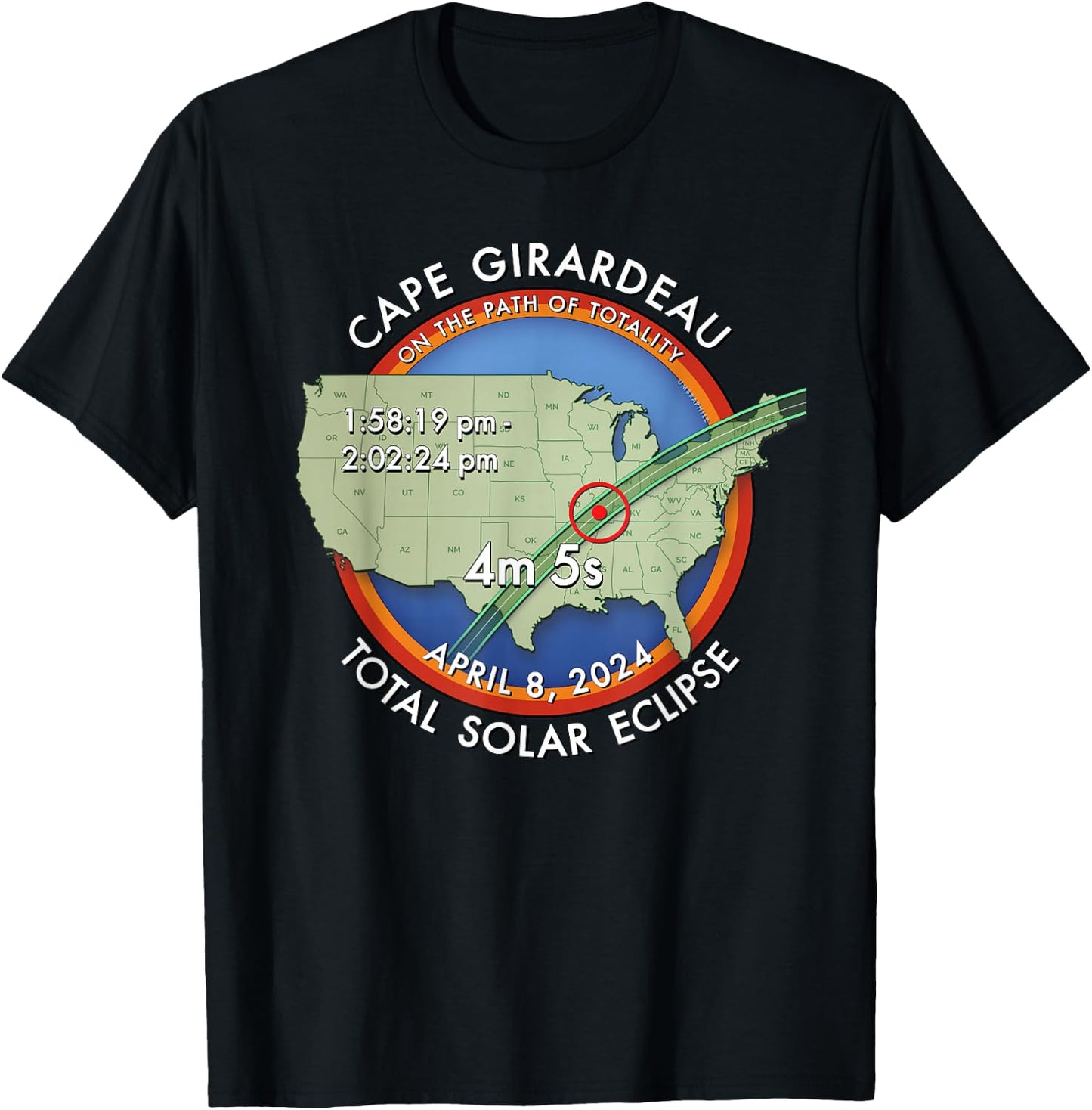 2024 Total Solar Eclipse in Cape Girardeau Missouri :: 27 : T-Shirt - T-Shirt | Black