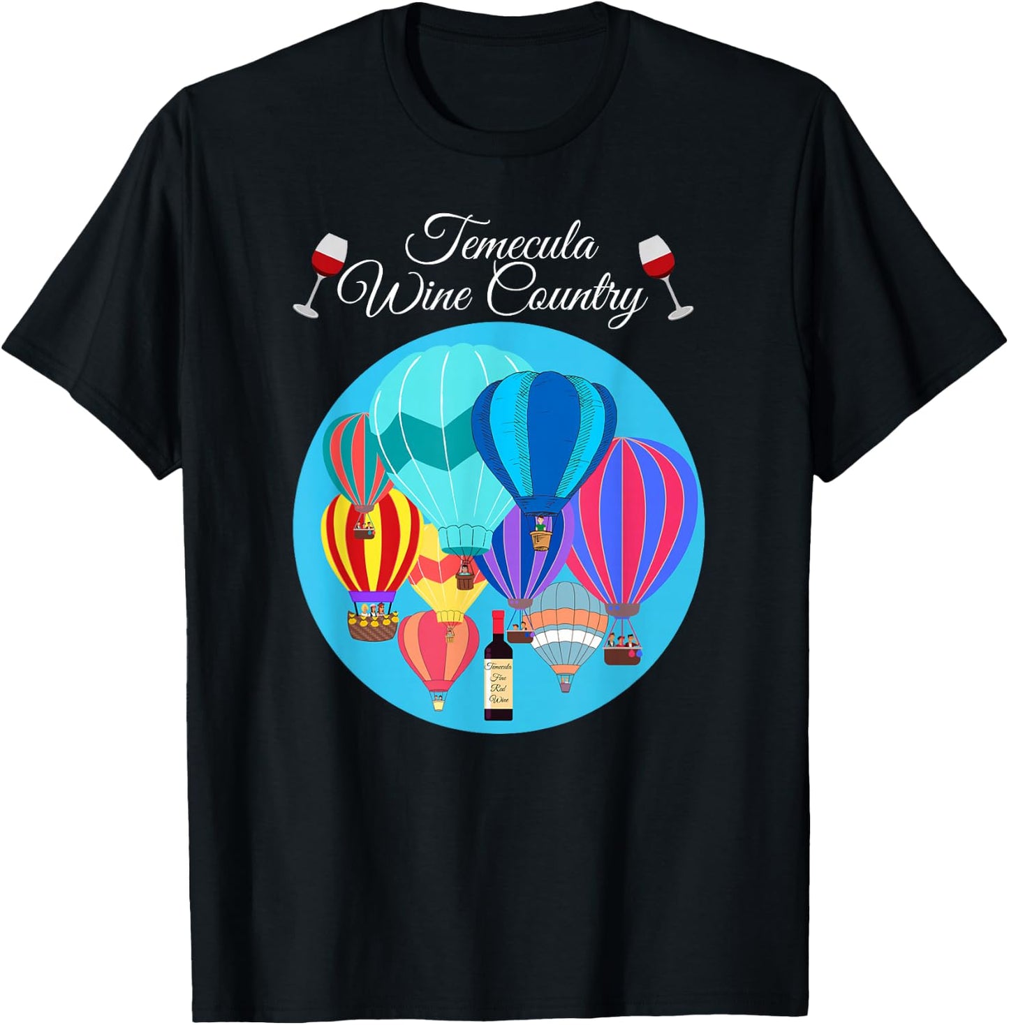 Temecula Wine Country balloon Women colorful T-Shirt - T-Shirt | Black