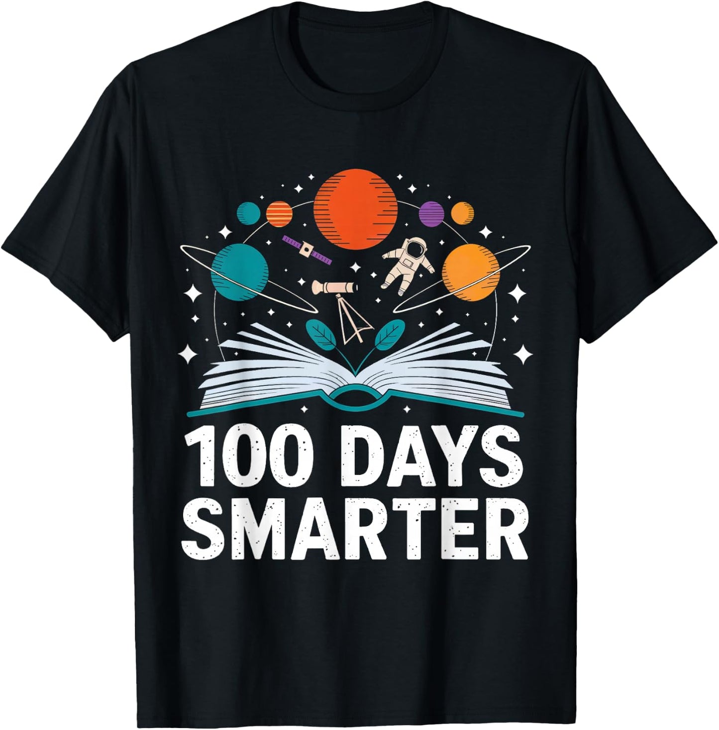 100 Days Smarter Astronaut Space 100th Day of School Kid Boy T-Shirt - T-Shirt | Black