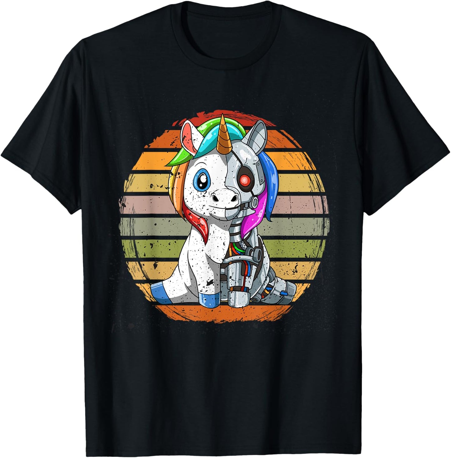 Grunge Unicorn Robot Robotic Cuddle Cyborg T-Shirt - T-Shirt | Black
