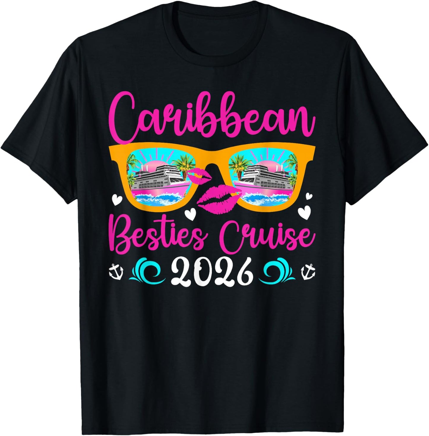Caribbean Besties Cruise 2026 Best Friend Cruising Caribbean T-Shirt - T-Shirt | Black