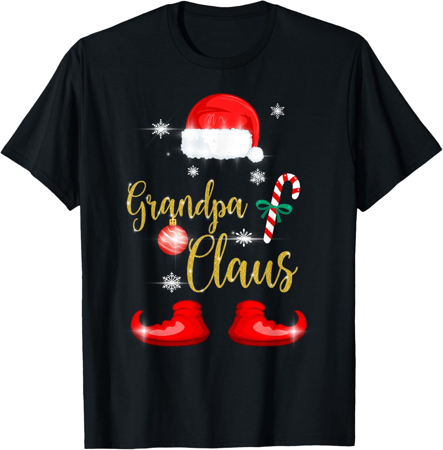 Grandpa Santa Claus Funny Family Christmas Pjs for Granddad T-Shirt - T-Shirt | Black